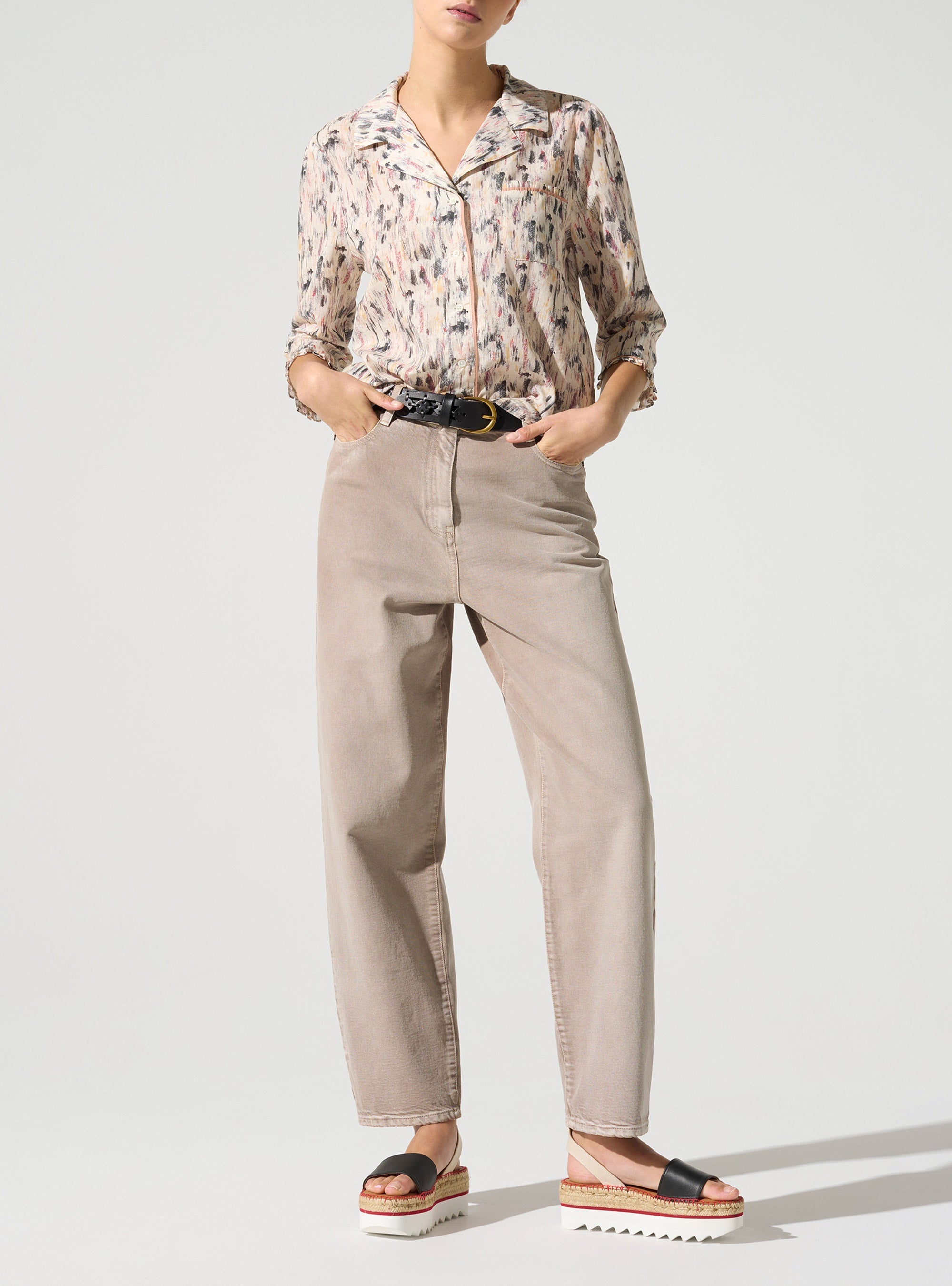 Chemise manches 3/4 acoté