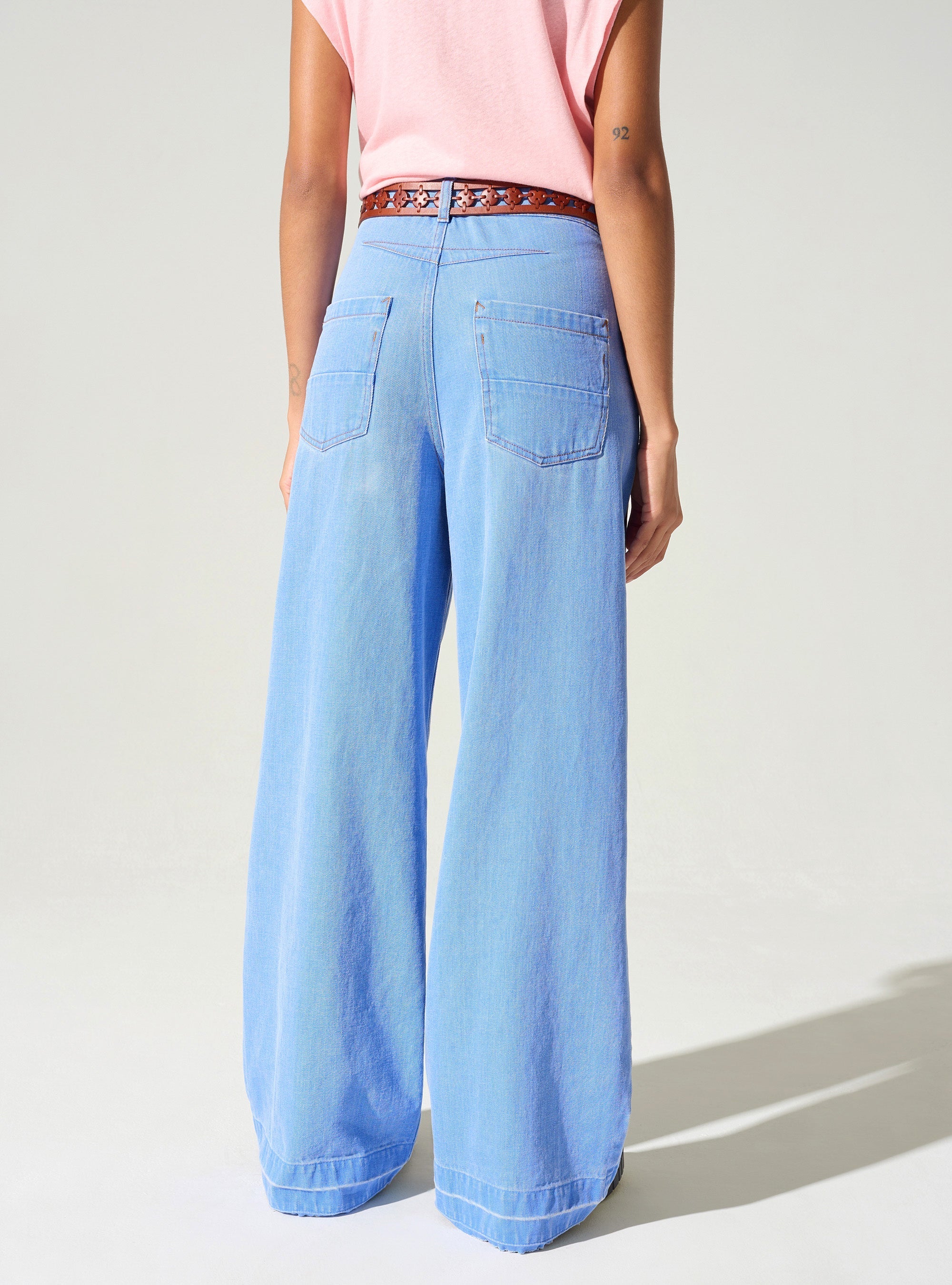 Jean large taille haute acoté