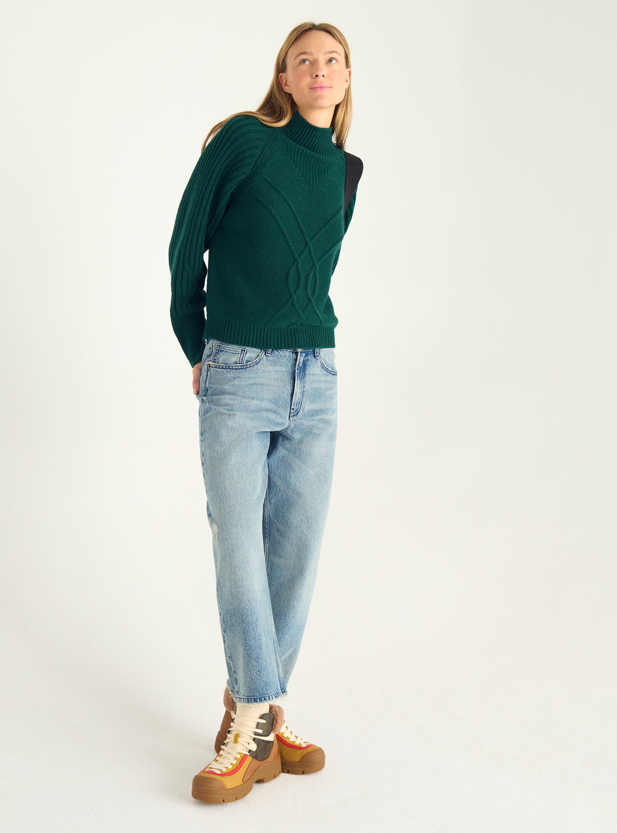 Zopfmusterpullover aus italienischer Wolle