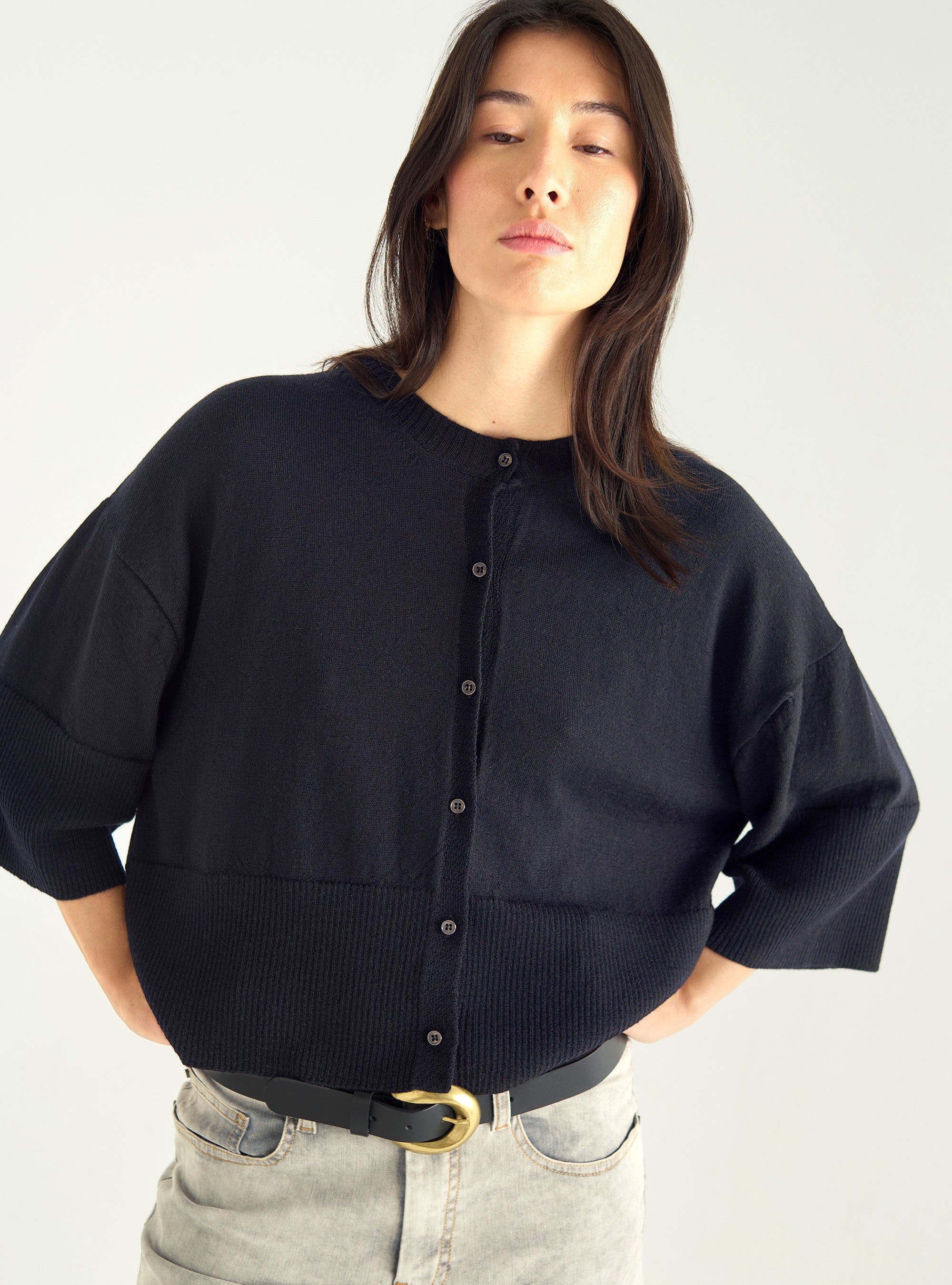 Kurzarm-Cardigan-T-Shirt