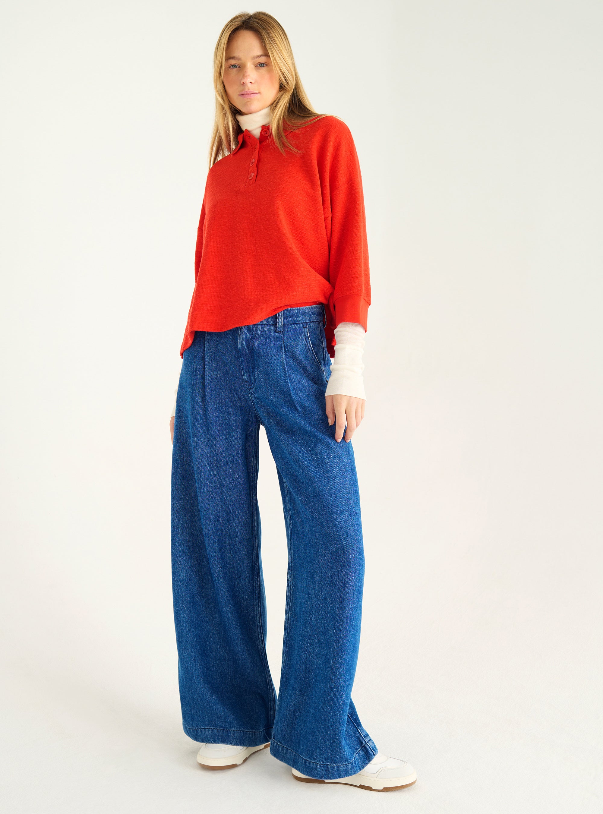 Übergroßes Poloshirt mit Flammen