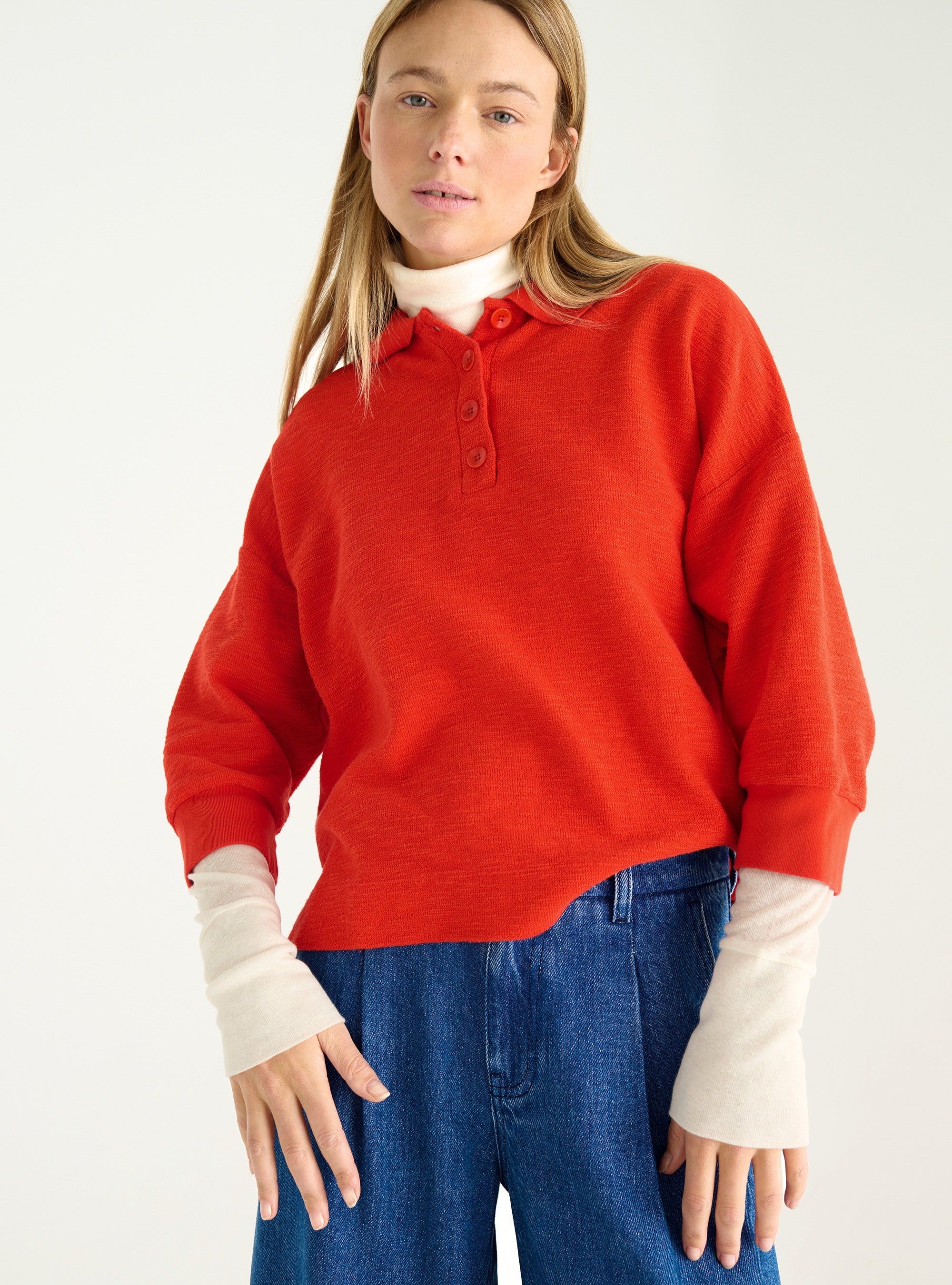 Übergroßes Poloshirt mit Flammen