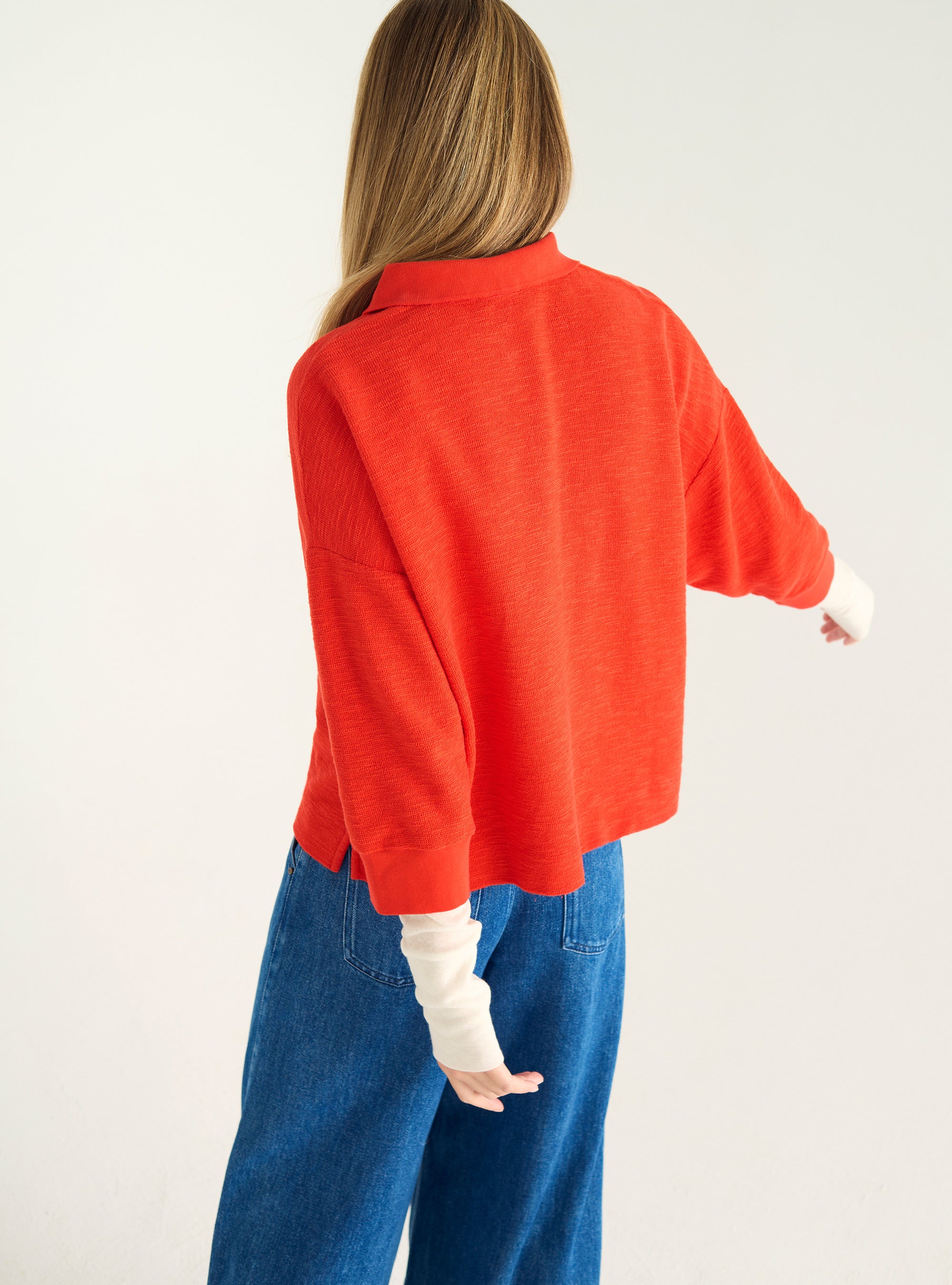 Übergroßes Poloshirt mit Flammen