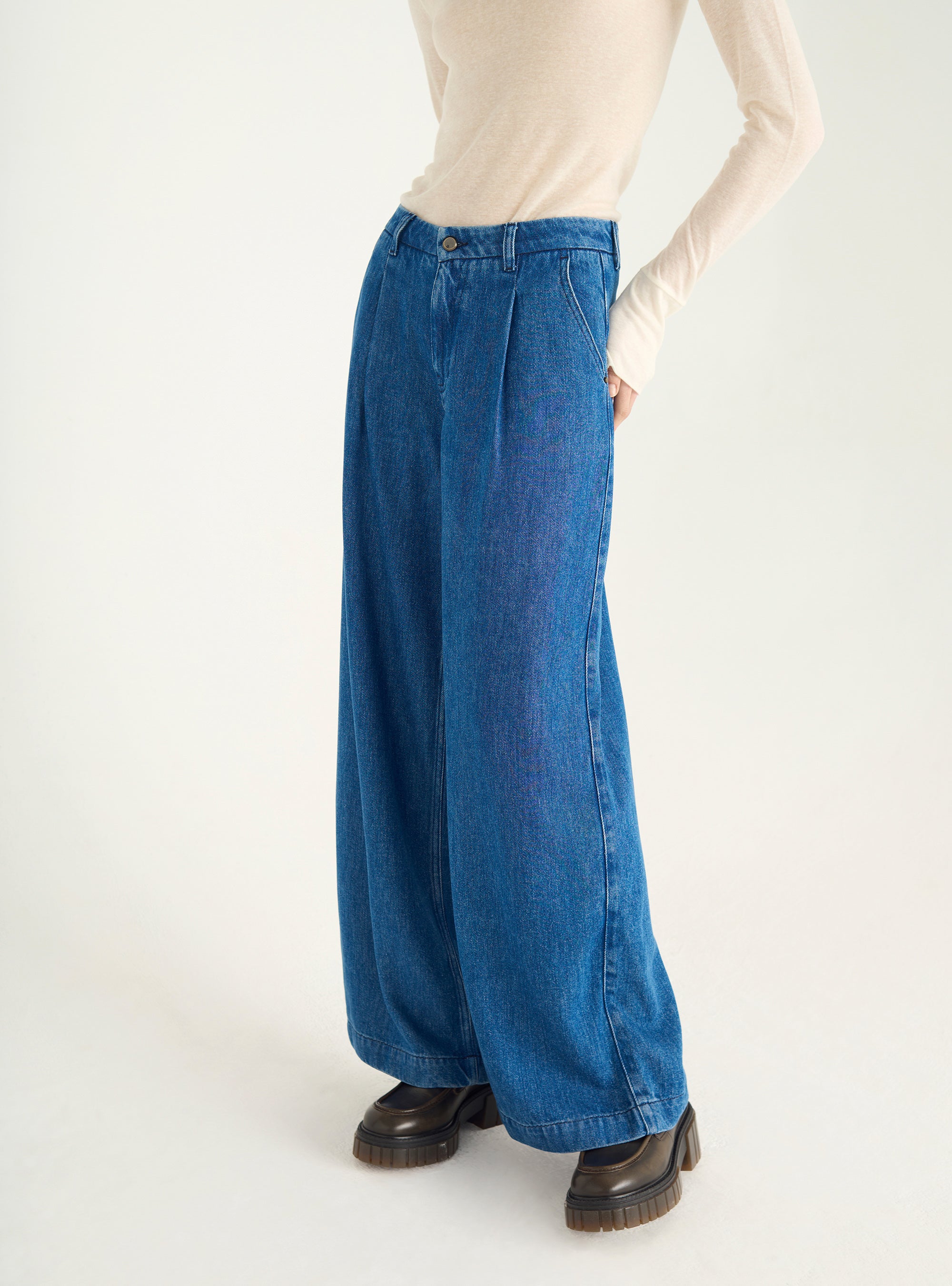 High-Waist-Jeans mit lockerer Passform aus Lyocell-Denim