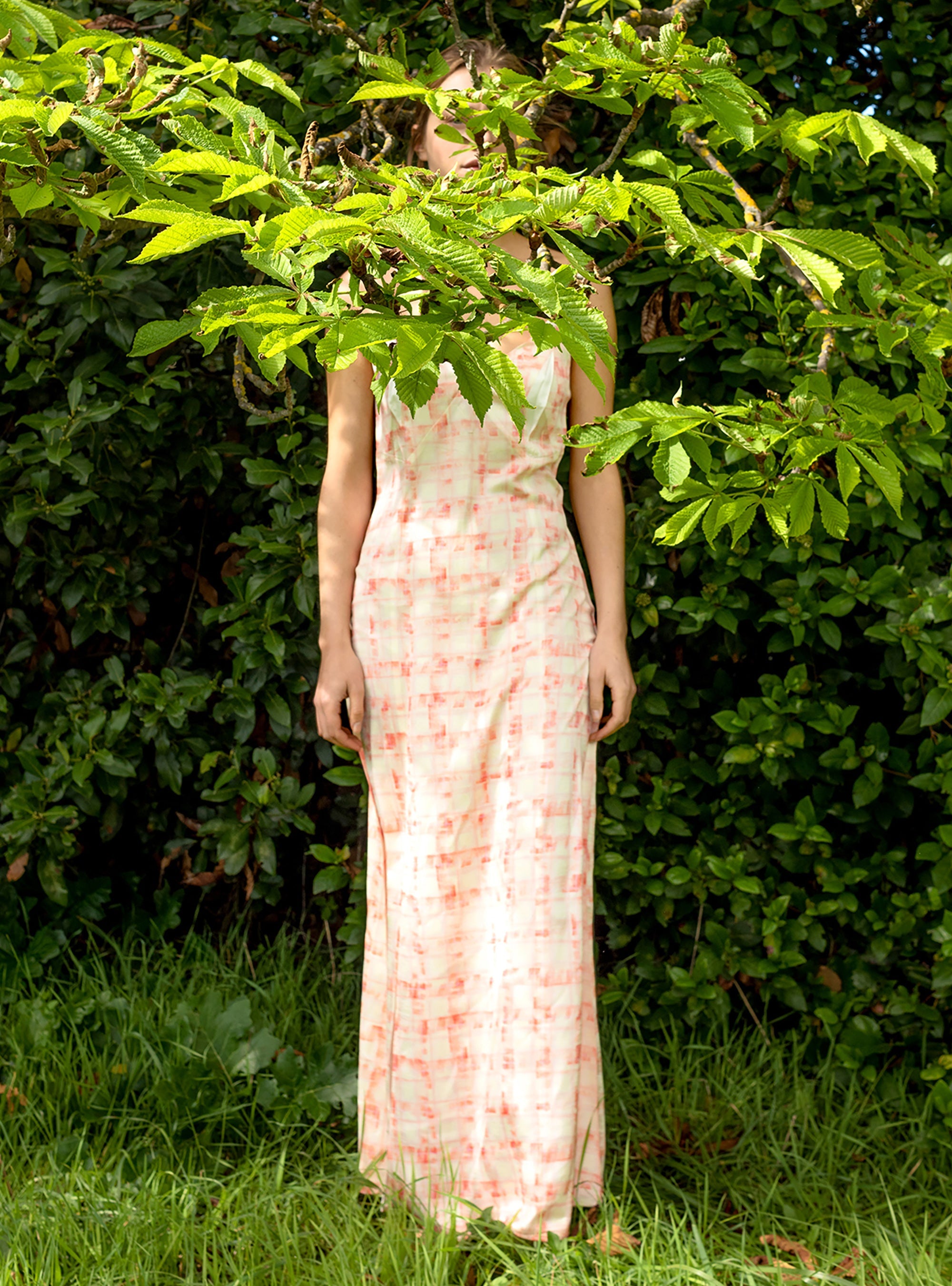 Robe longue imprimée orange acoté