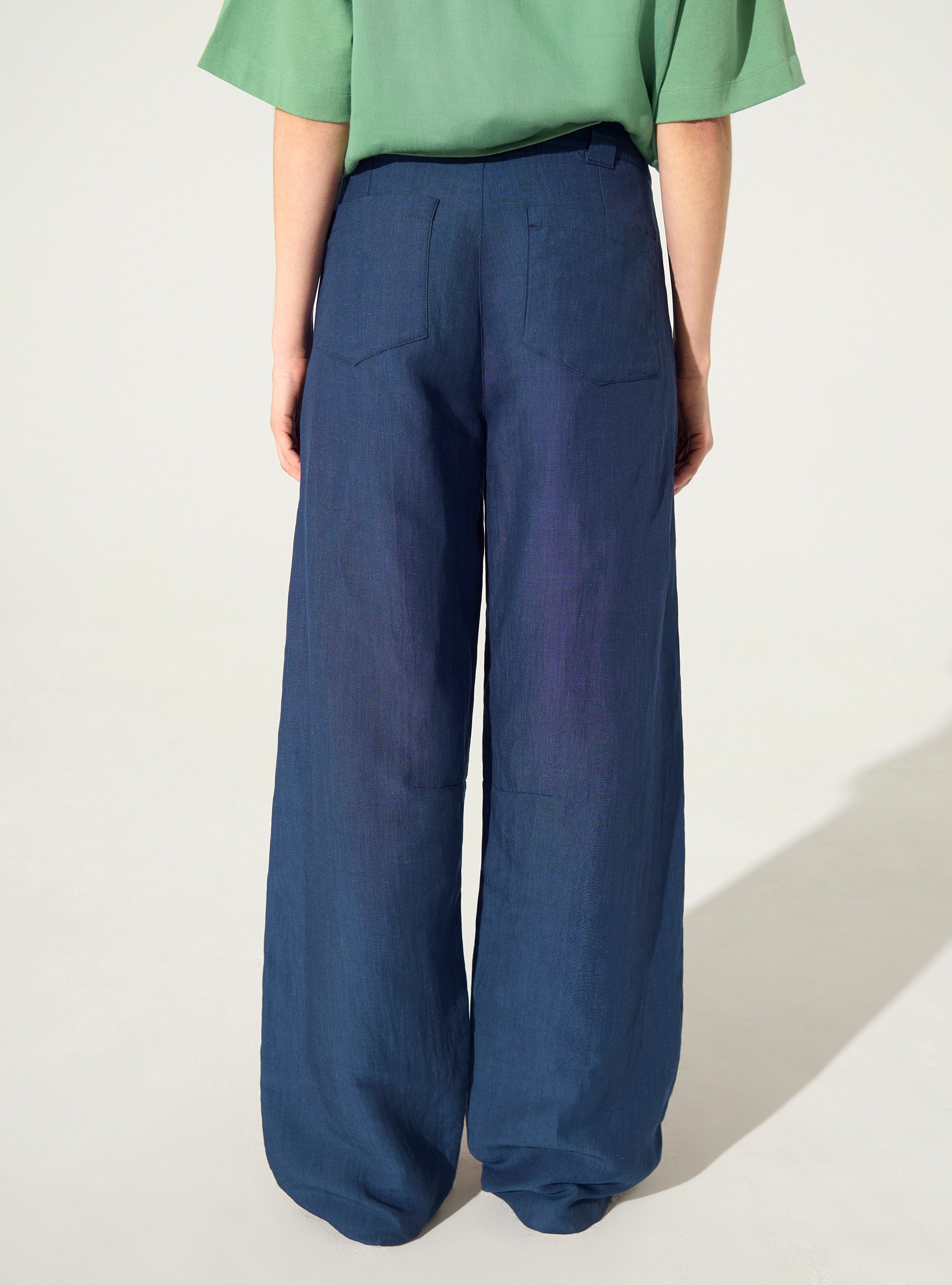 Pantalon en lin bleu