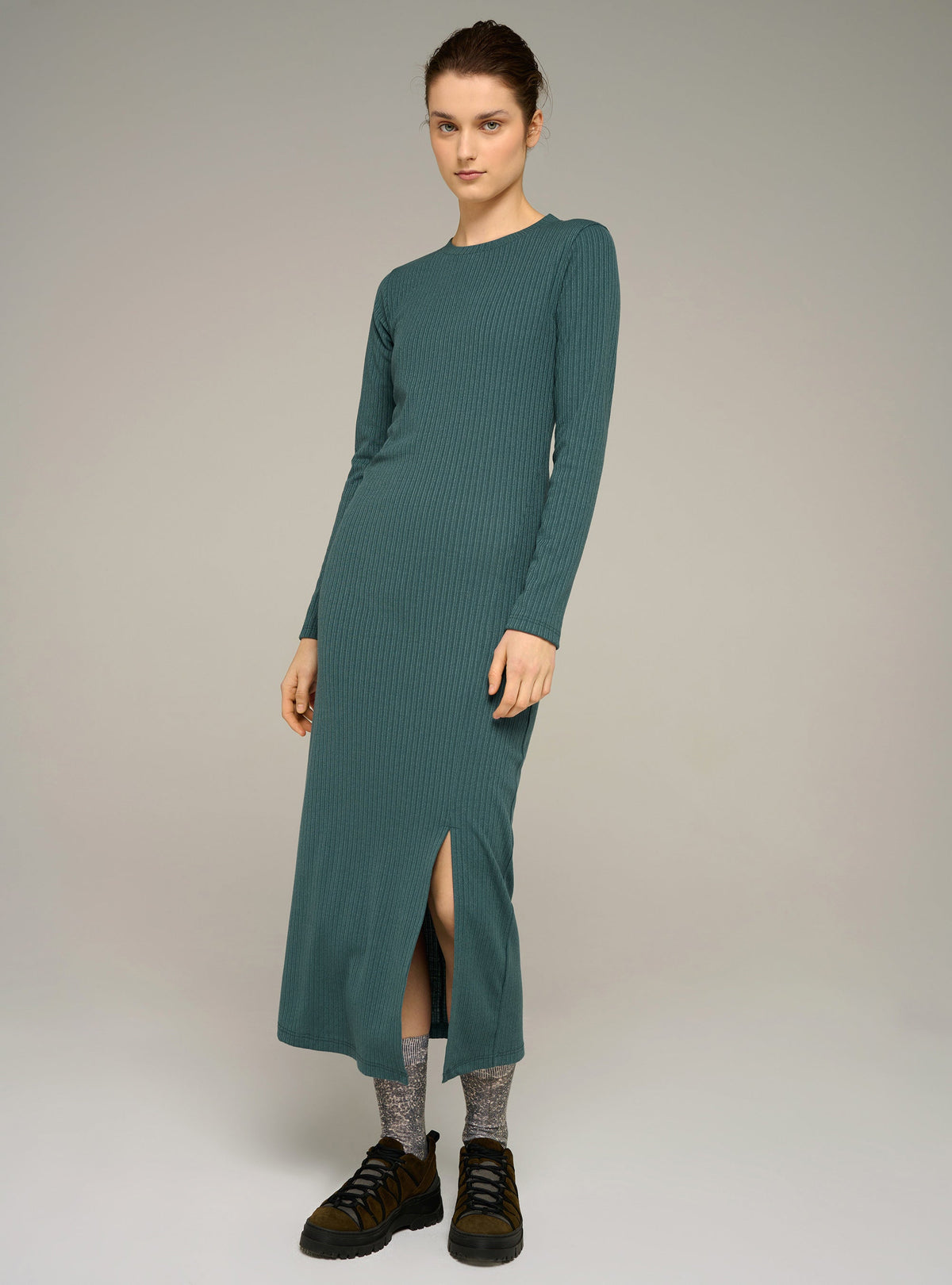 Robe longue en maille tricotée en France acoté