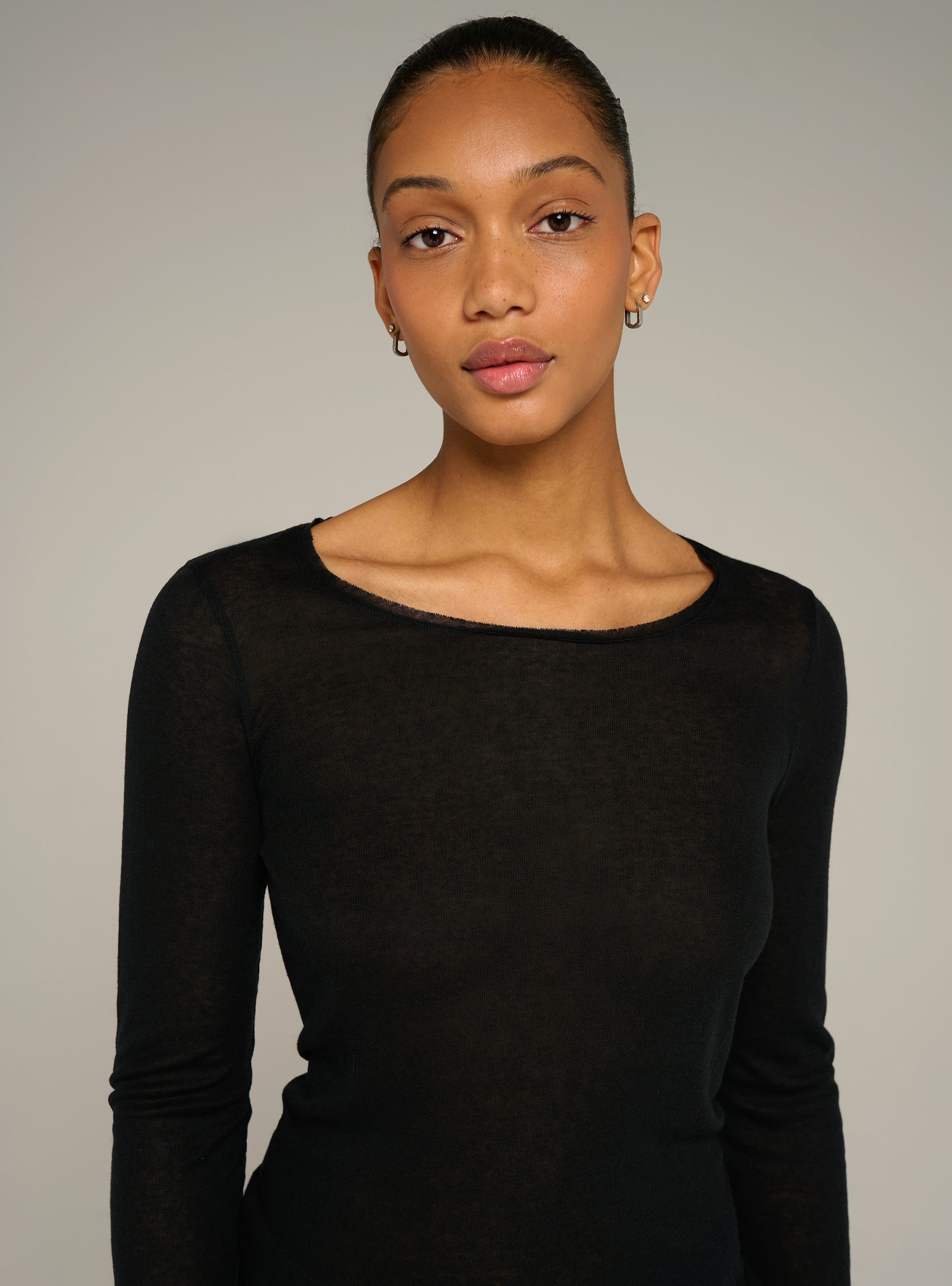 Cotélac acoté tee-shirt manches longues col rond ajusté en jersey