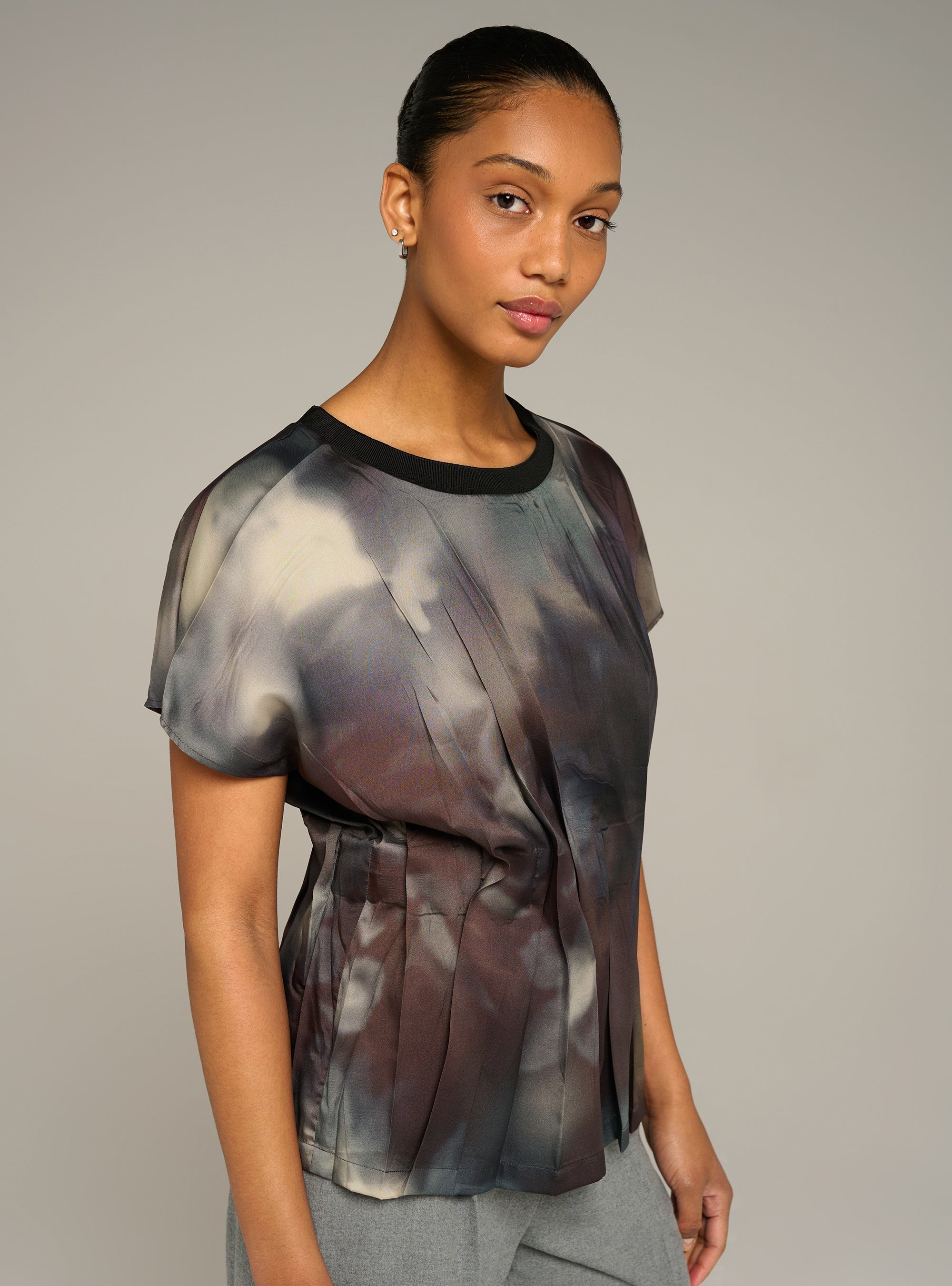 Cotélac acoté blouse manches courtes imprimée