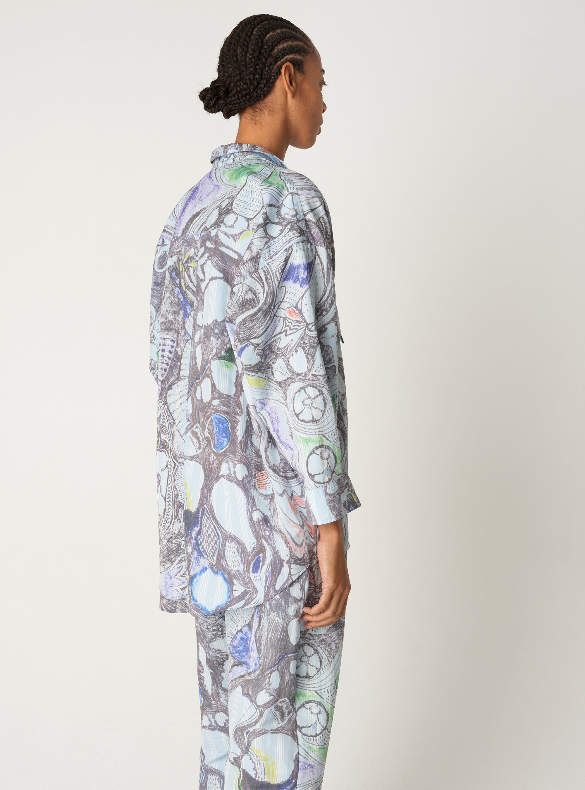 Chemise oversize imprimée à manches longues