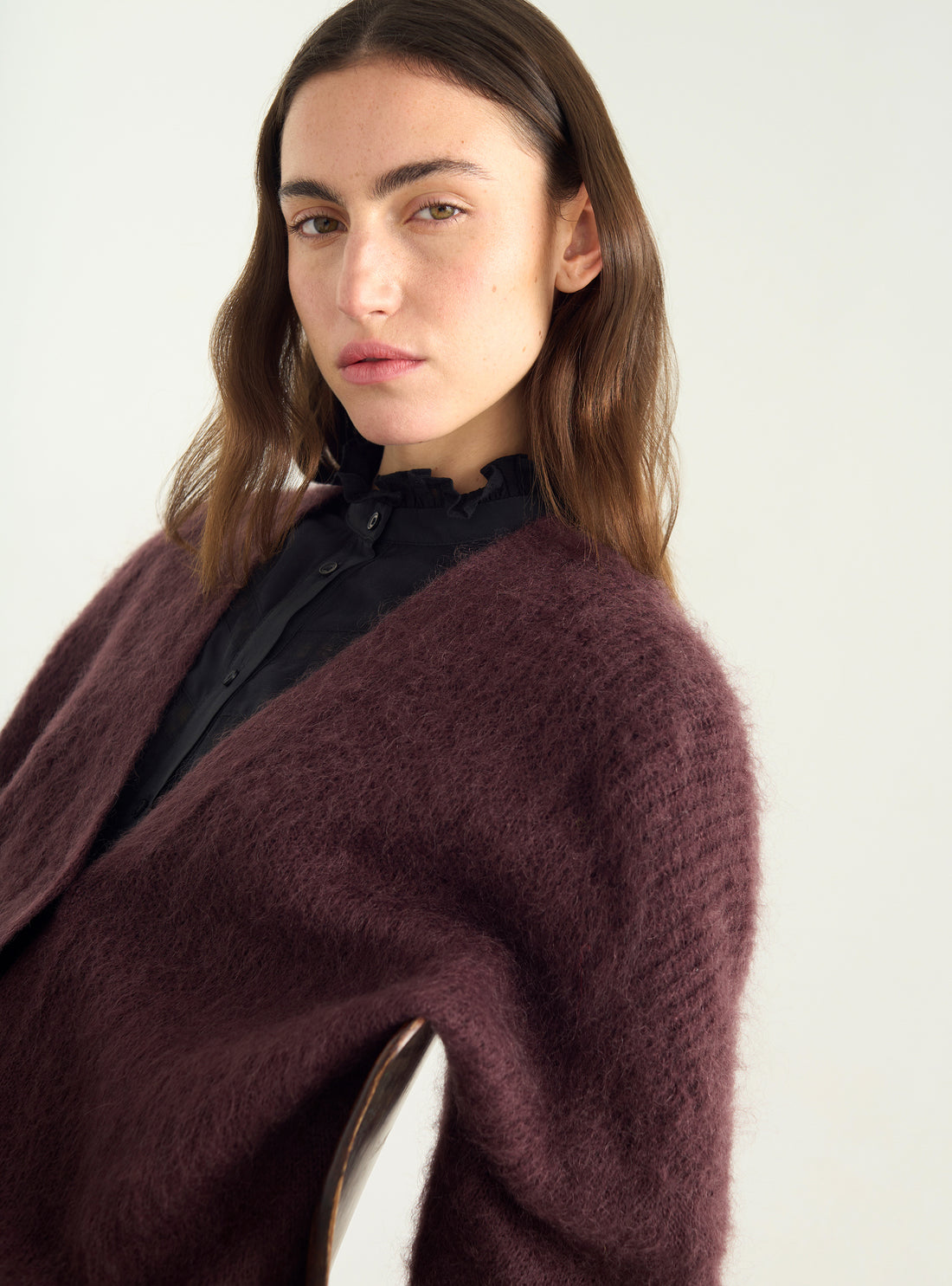 Cardigan long en mohair brossé