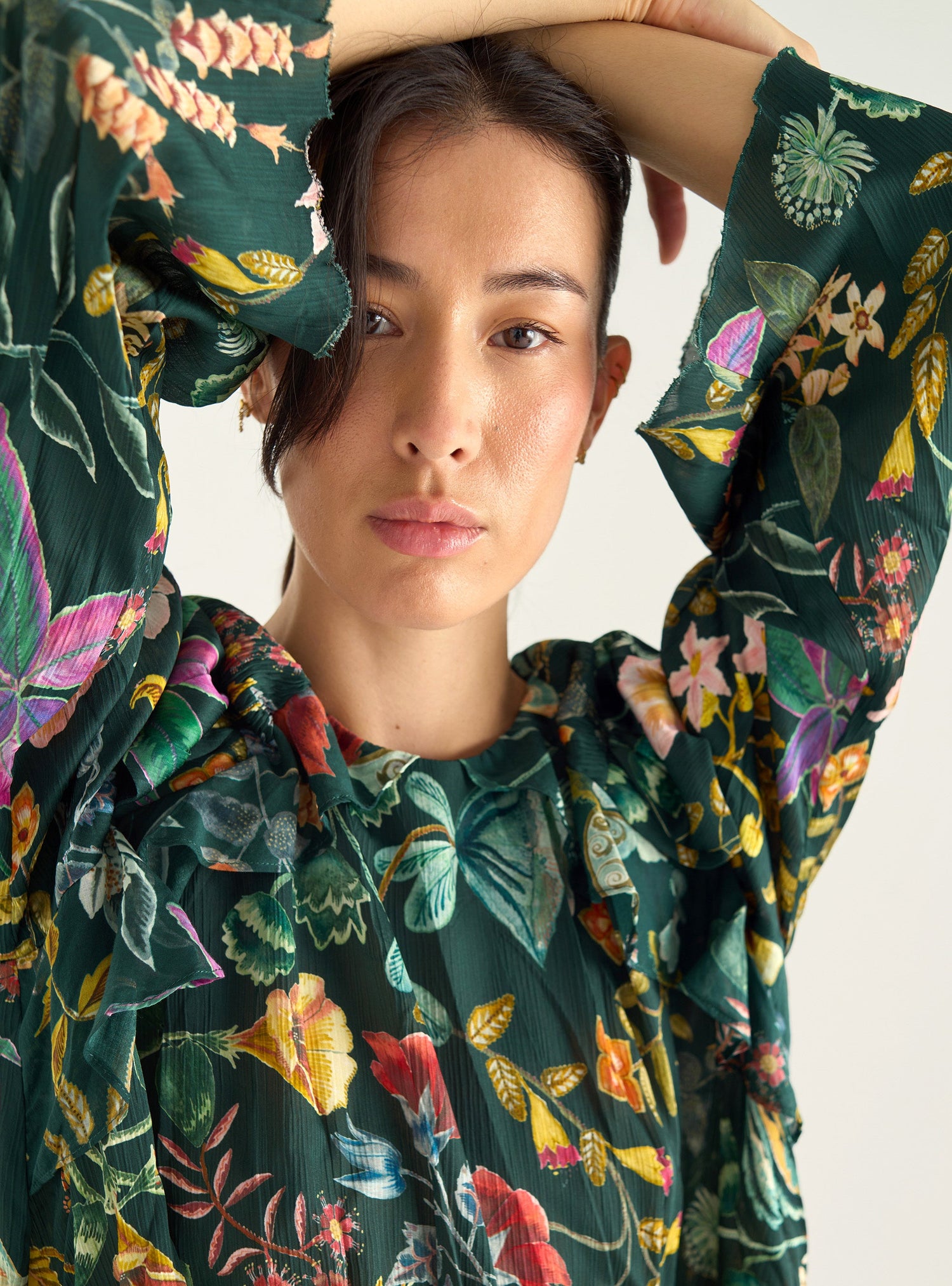 Blouse imprimée à volants Cotélac