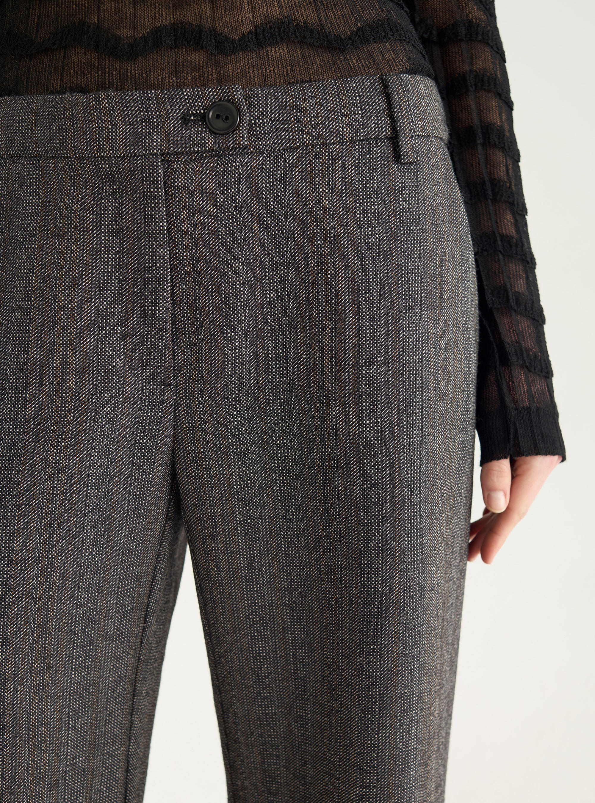 Weite Hose aus strukturiertem Tweed