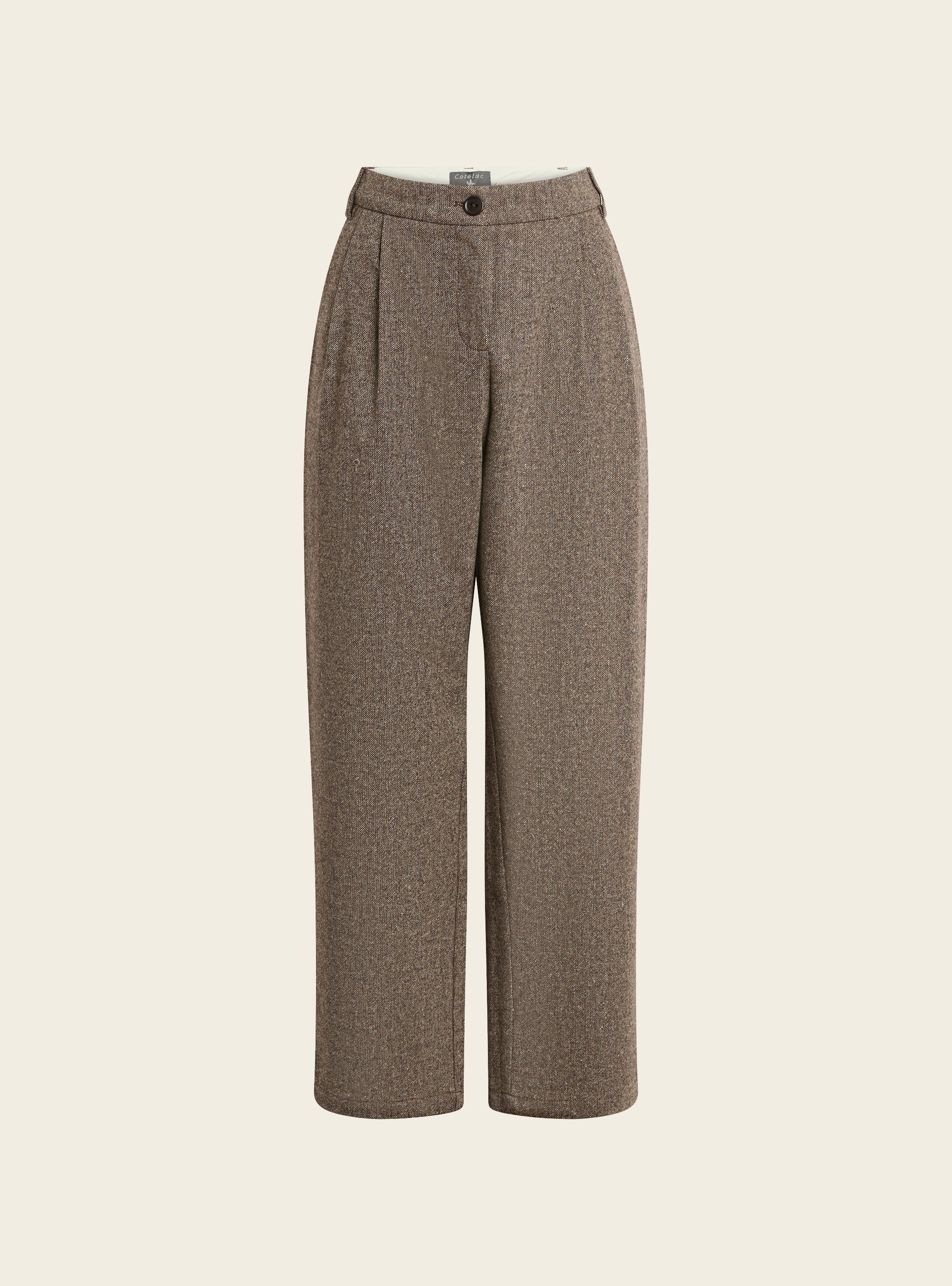 Pantalon carotte en tweed de laine chinée Cotélac