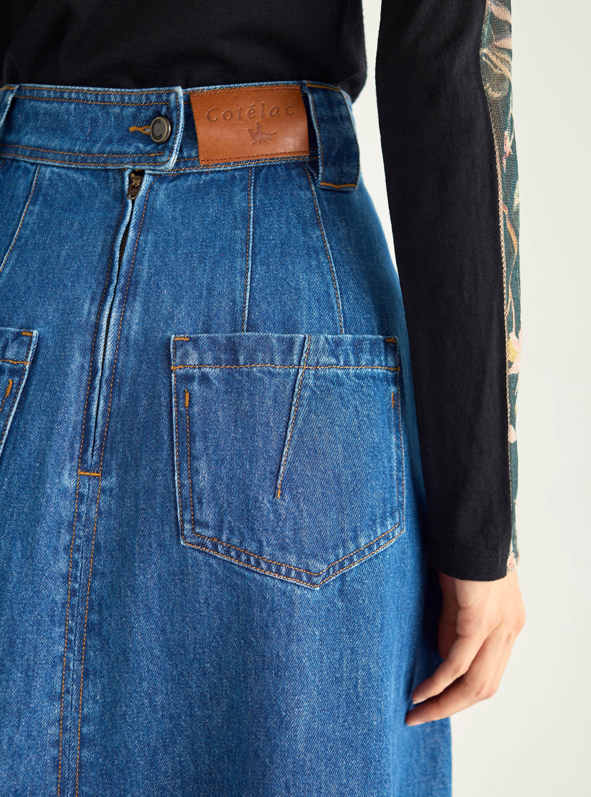 Raw denim skirt
