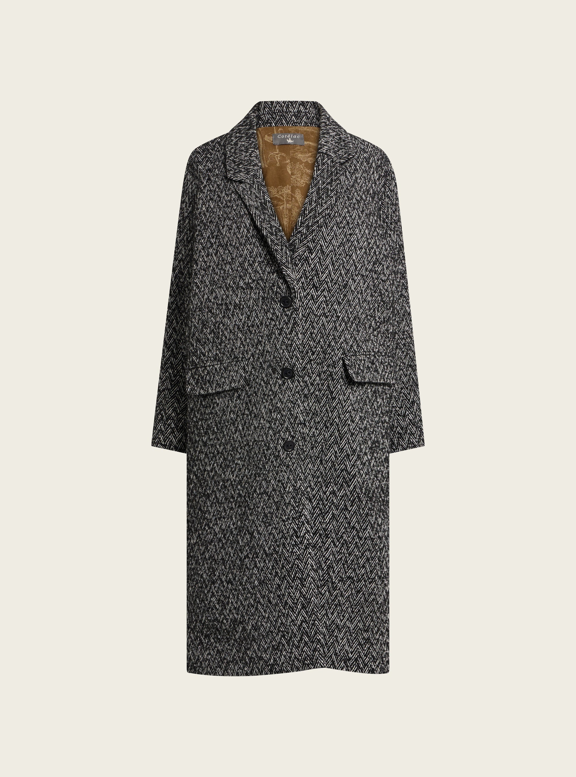 Manteau long en chevron laine Cotélac