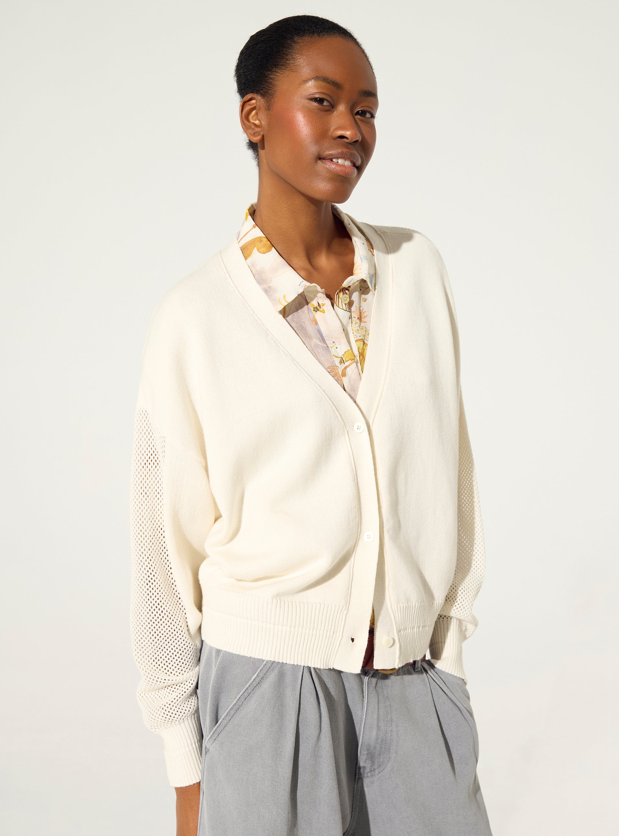 white cotton and cashmere cardigan