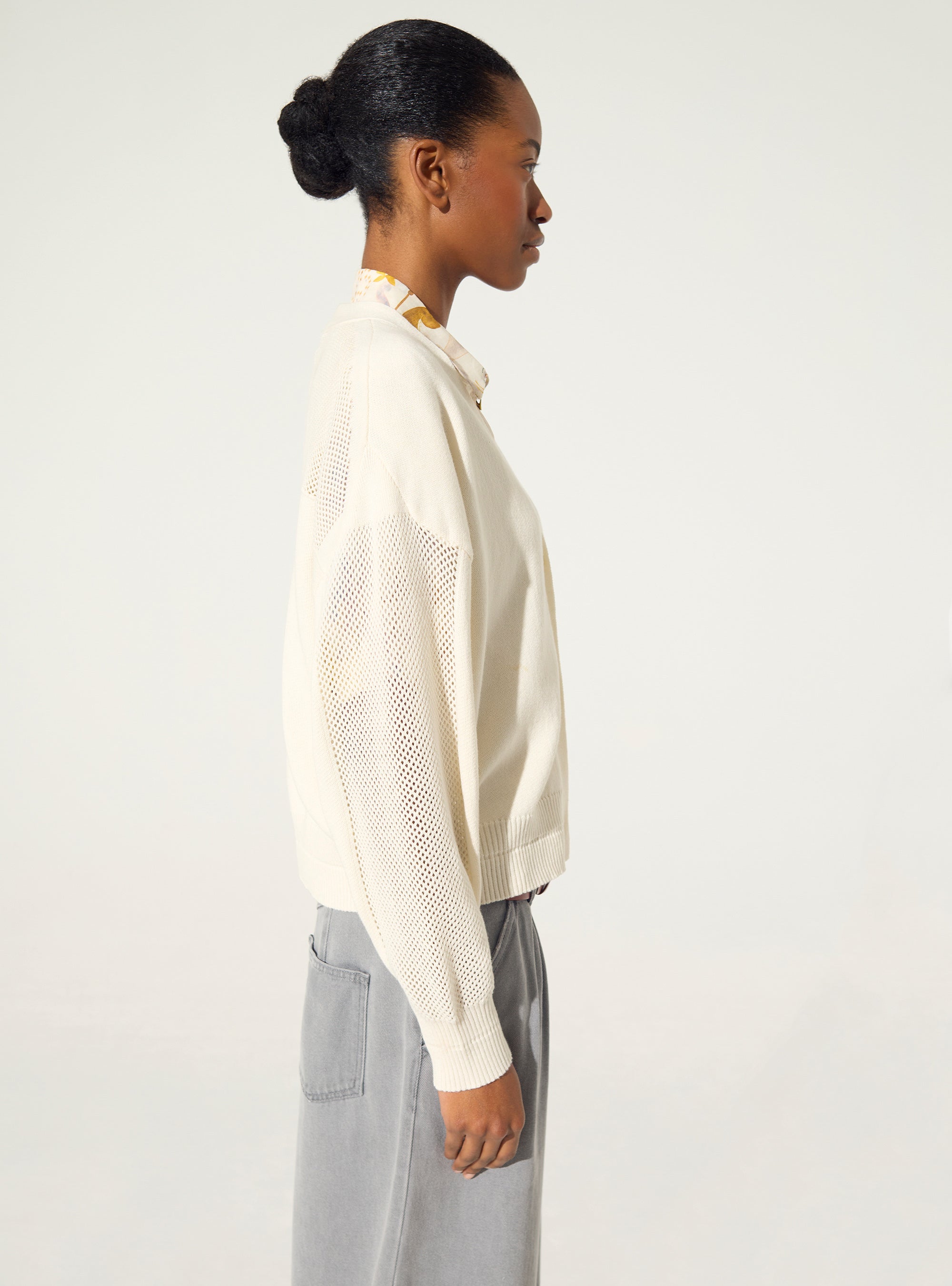 white cotton and cashmere cardigan