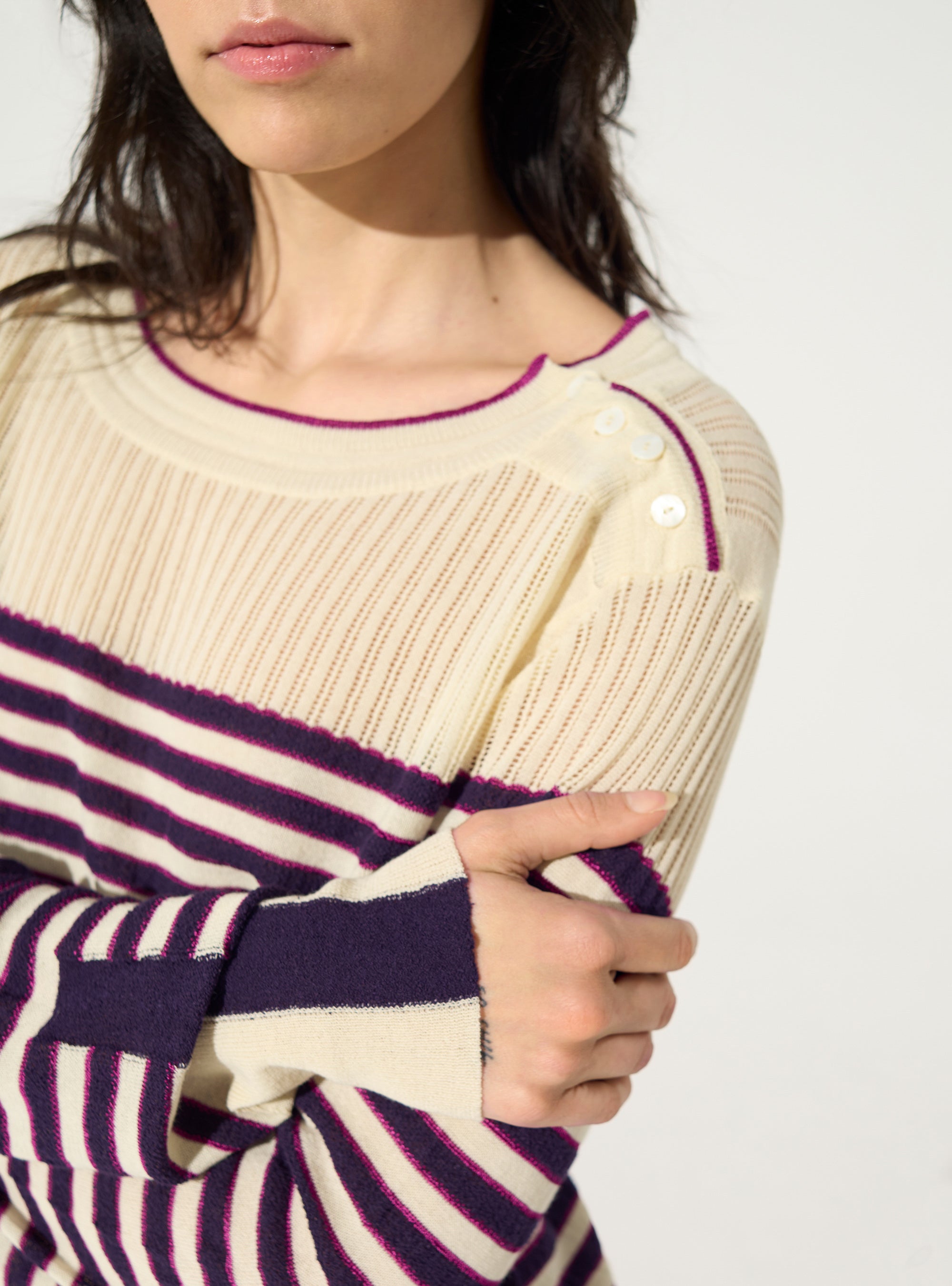 Striped Breton-striped cotton sweater