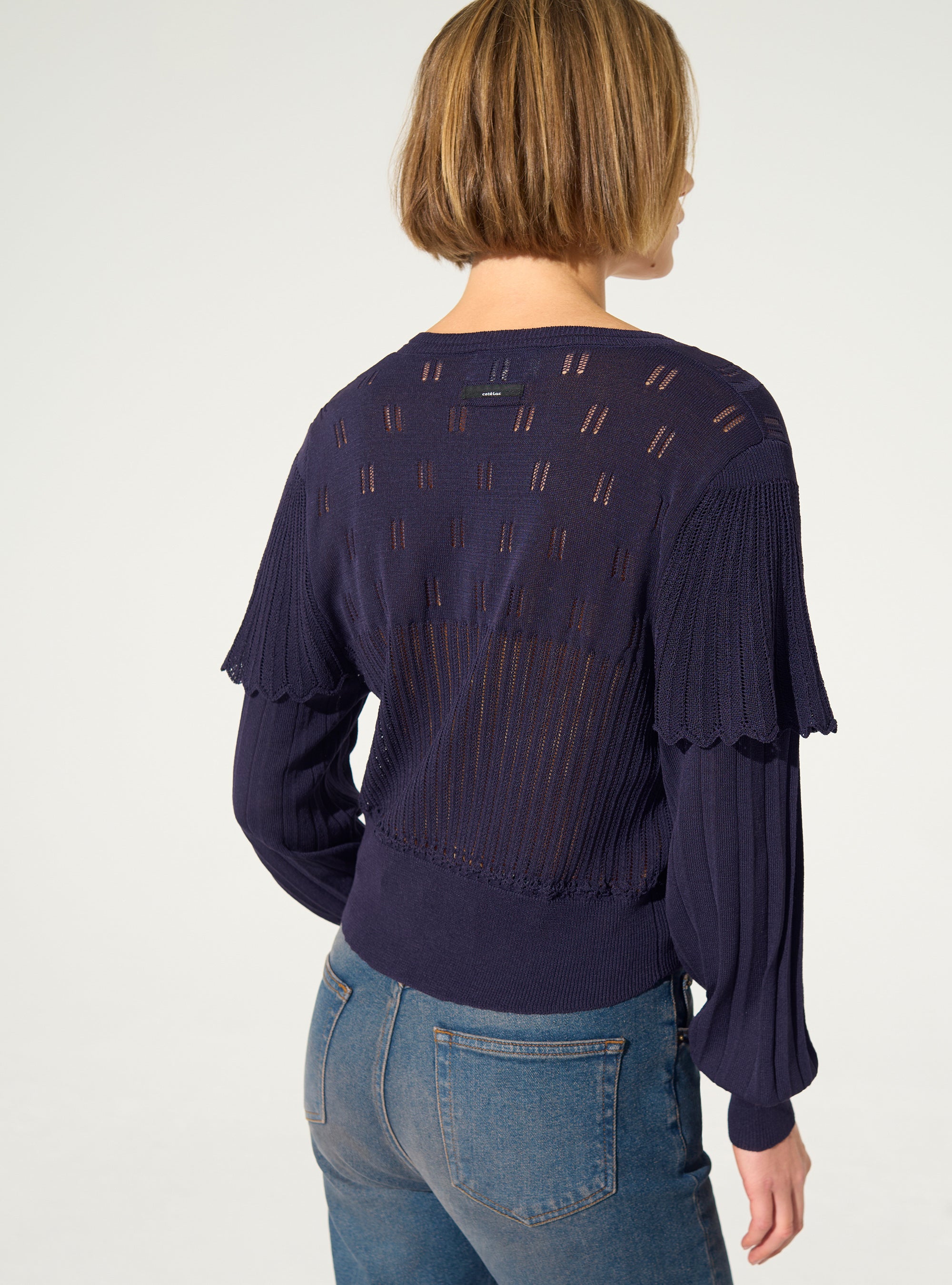 Cardigan plissé violet