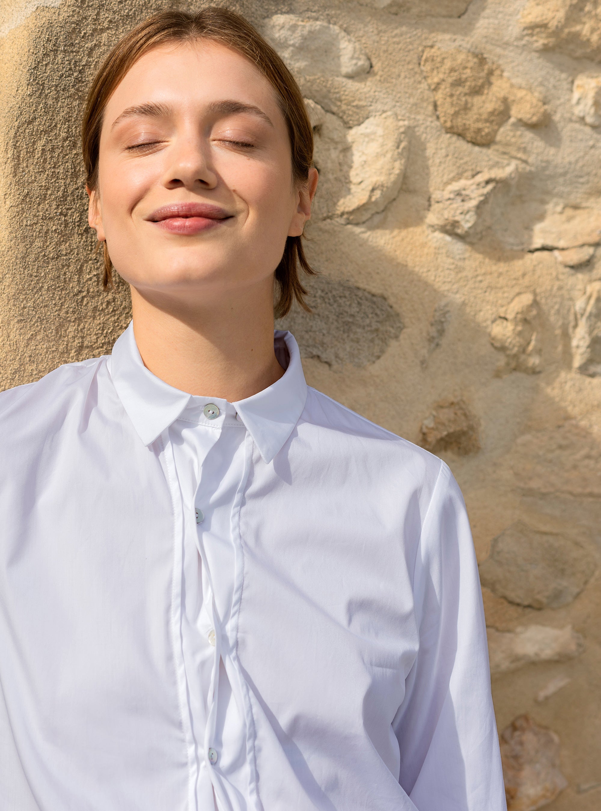 Chemise droite en coton blanche Cotélac