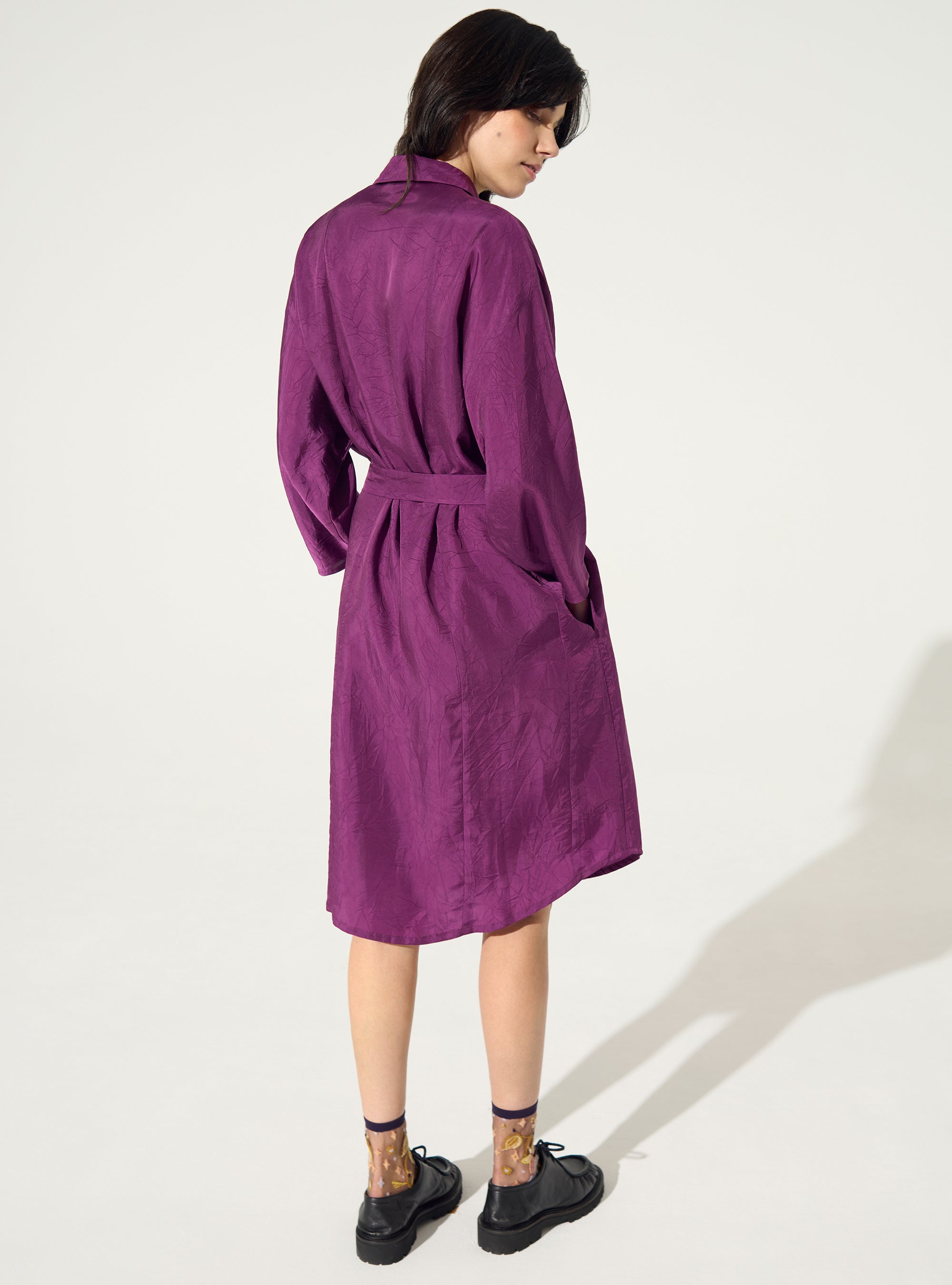 Robe ample en cupro violet