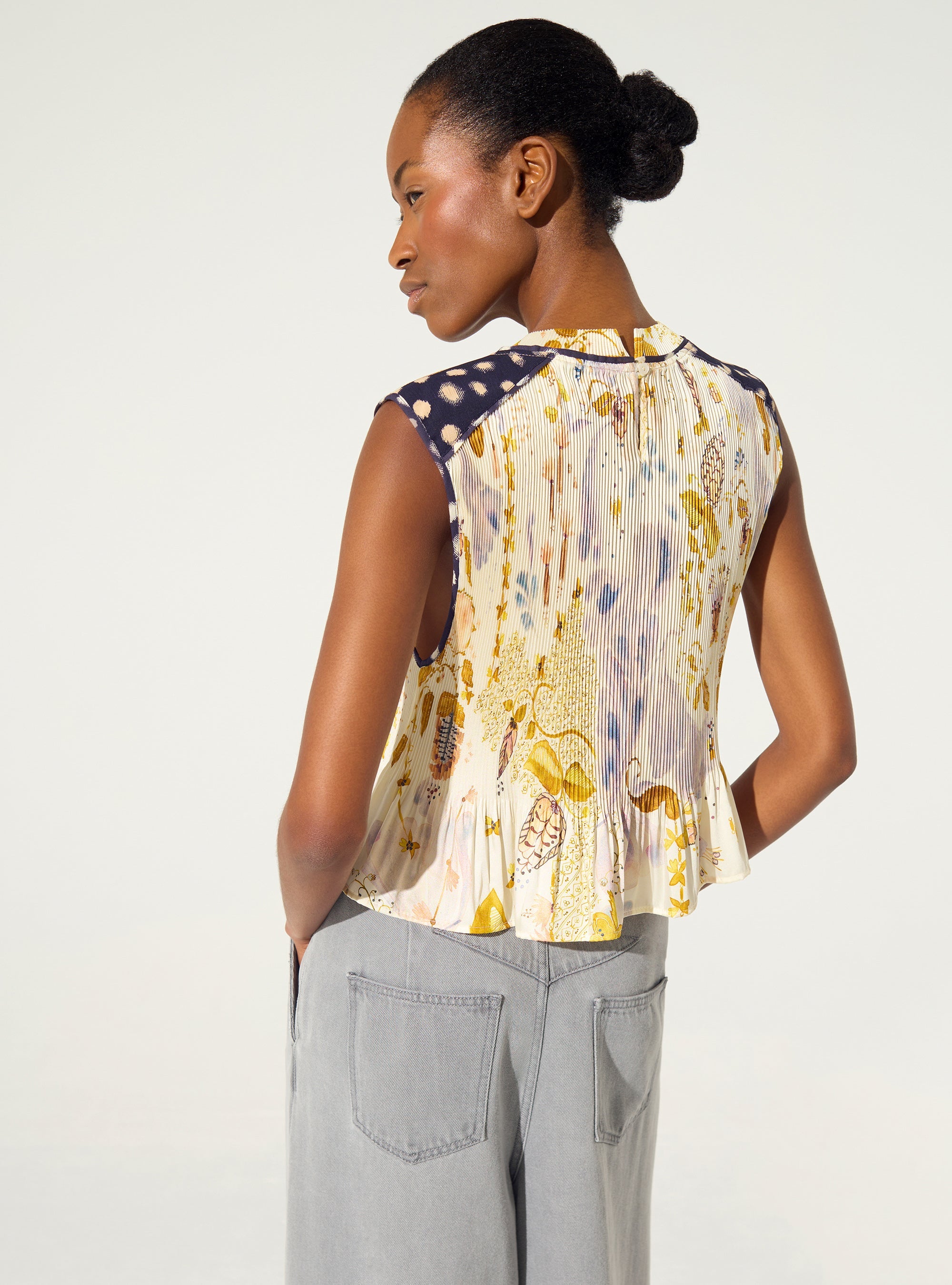 Débardeur ajusté plissé imprimé