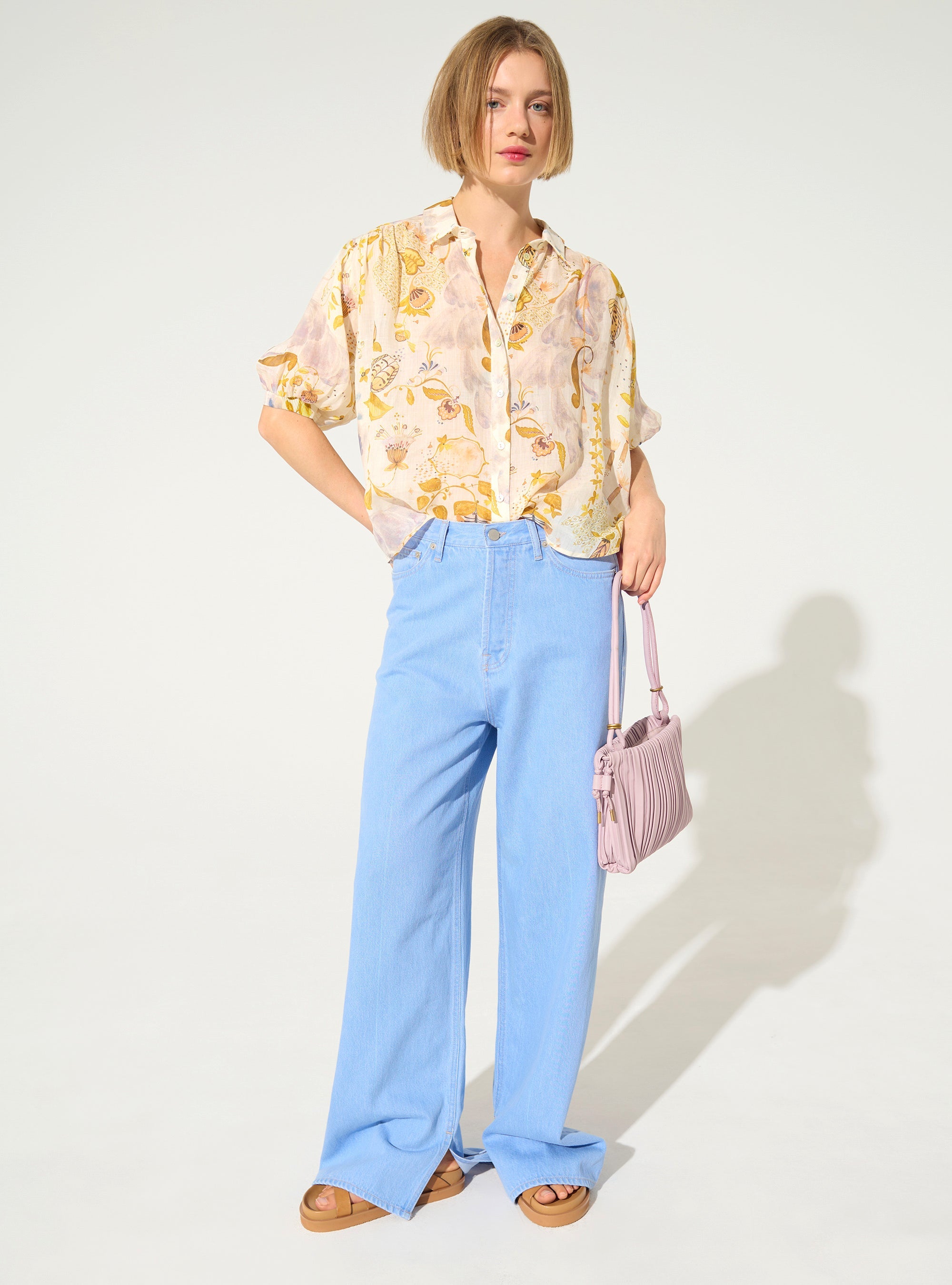 Blouse oversize xxl plissée imprimée blanc