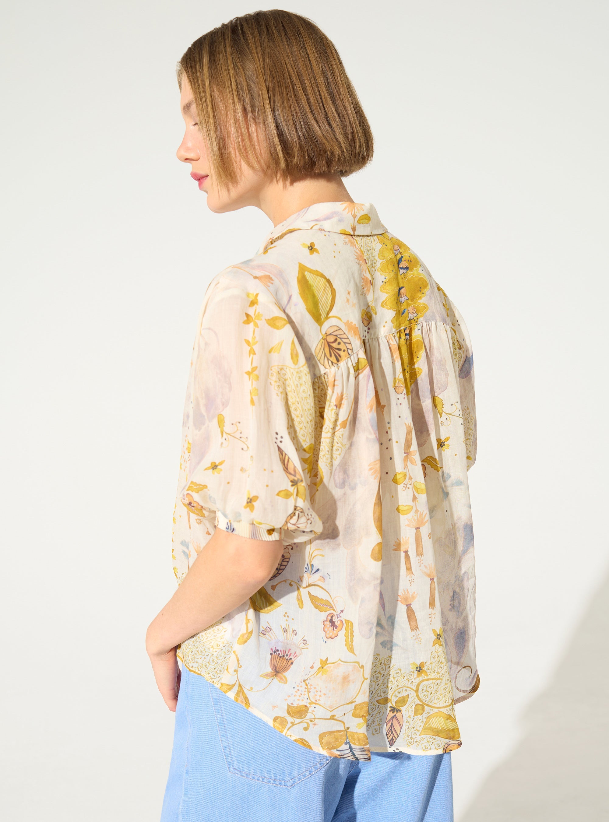 Blouse oversize xxl plissée imprimée blanc