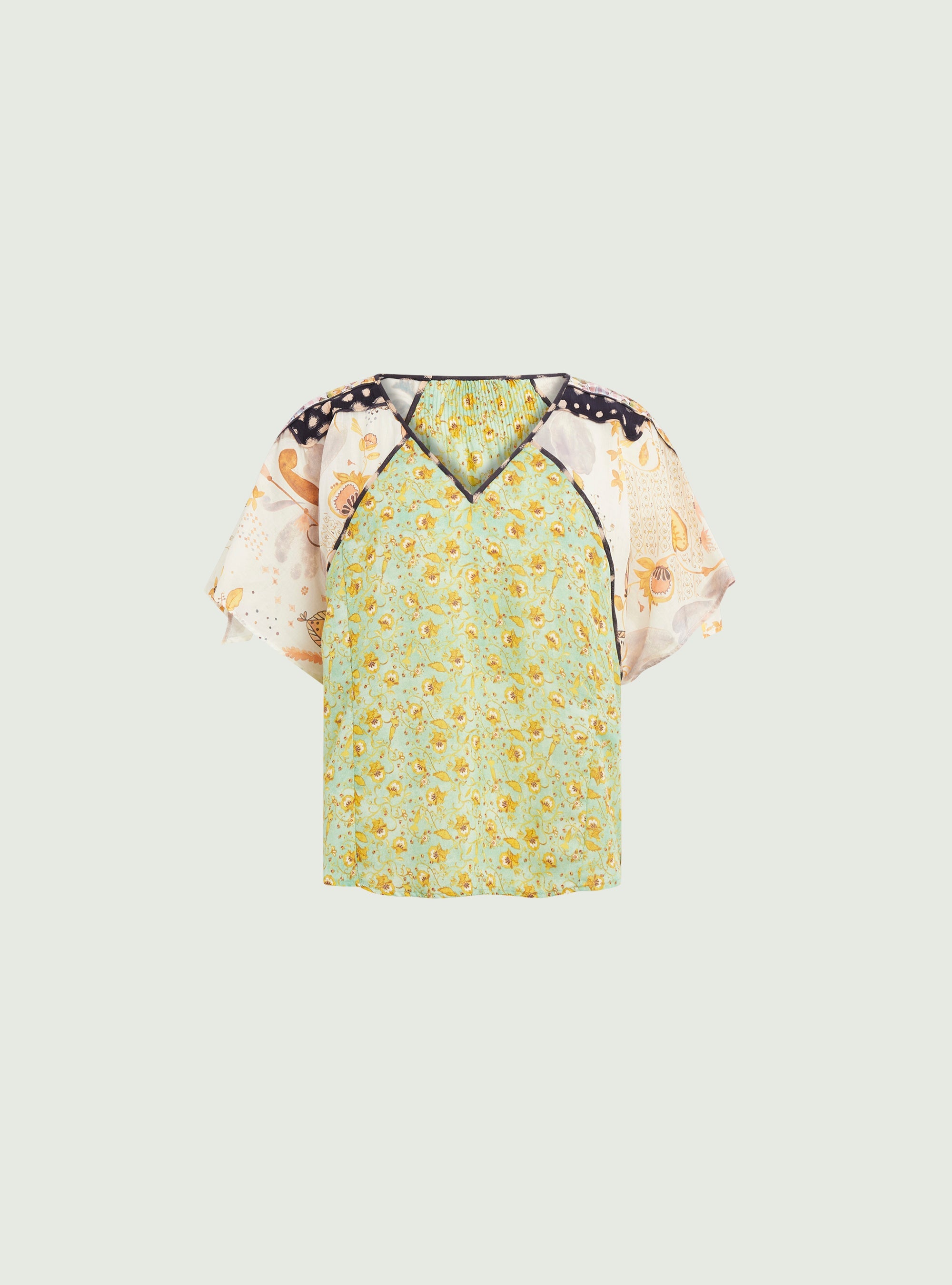 Blouse oversize plissée imprimée vert Cotélac