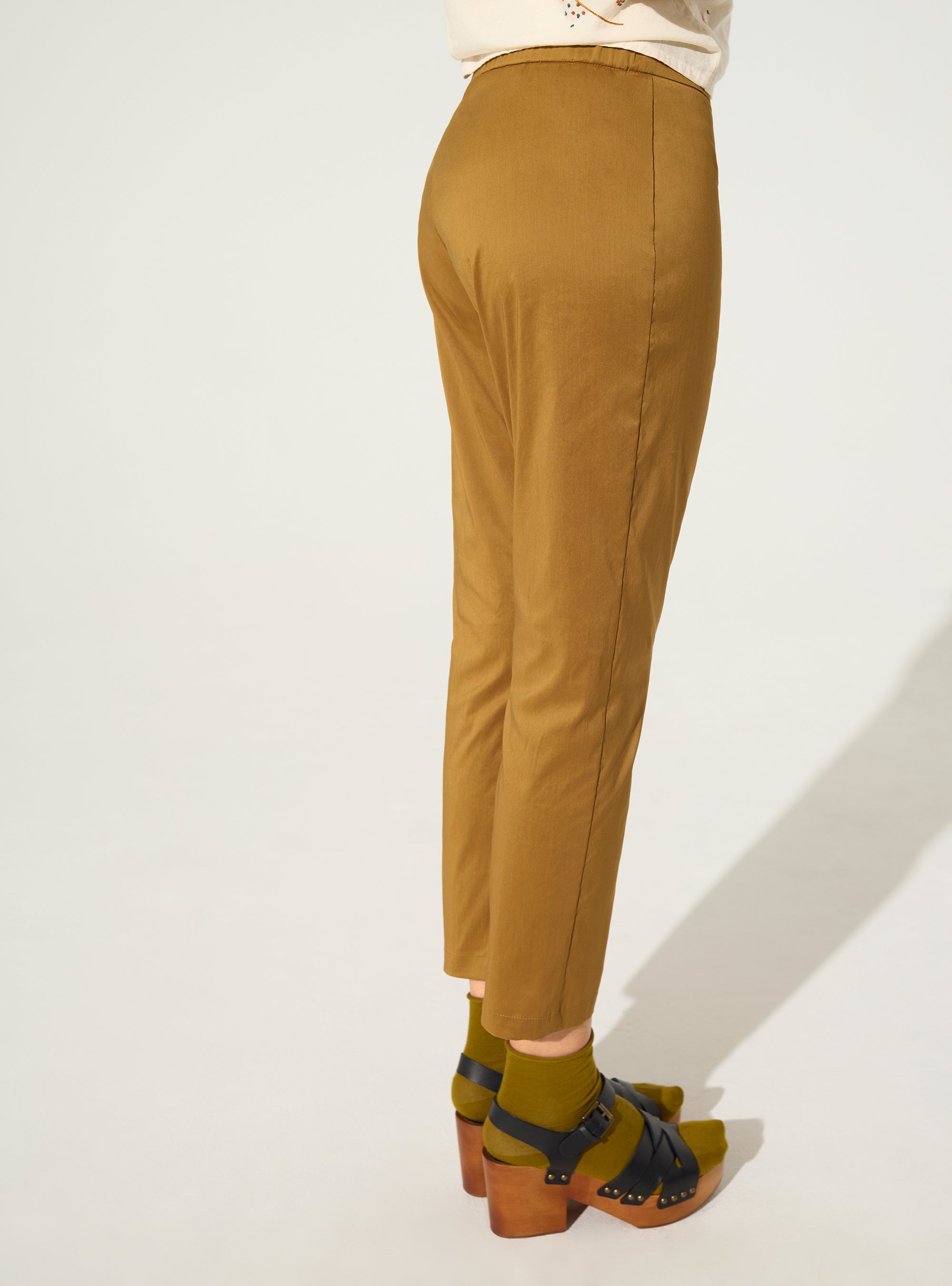 Braune Baumwoll-Cropped-Hose