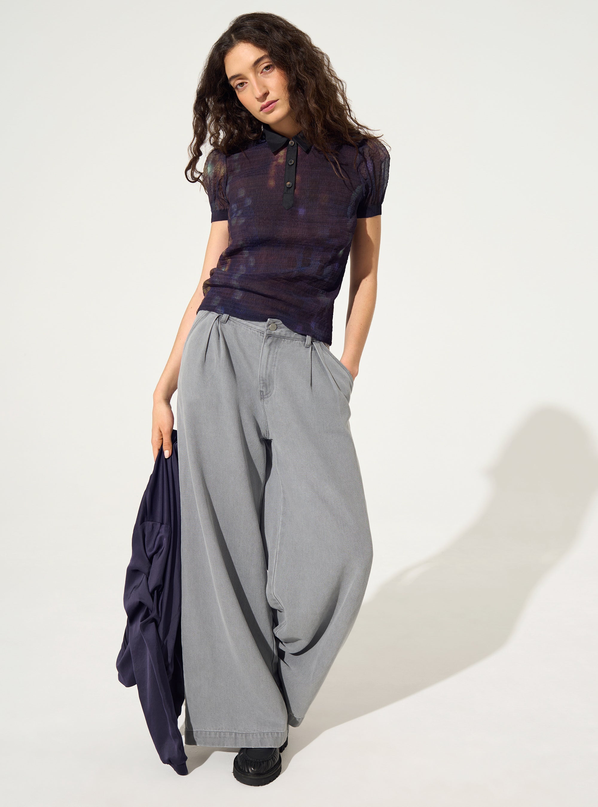 Jean en lyocell et coton gris