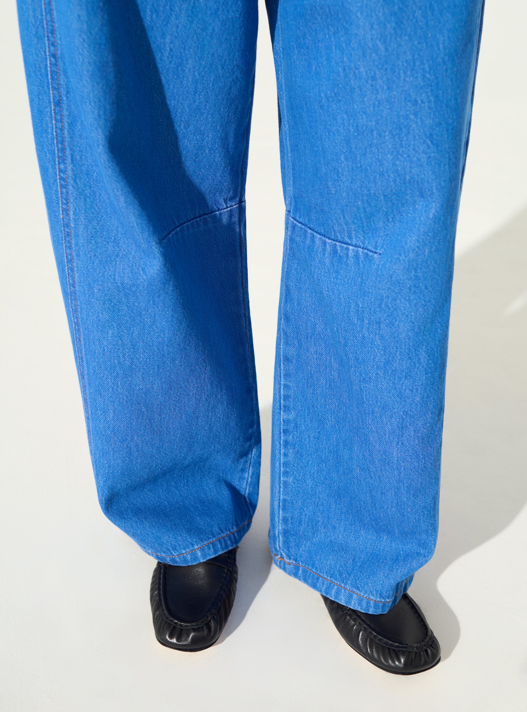 Blue Cotton Barrel Jeans