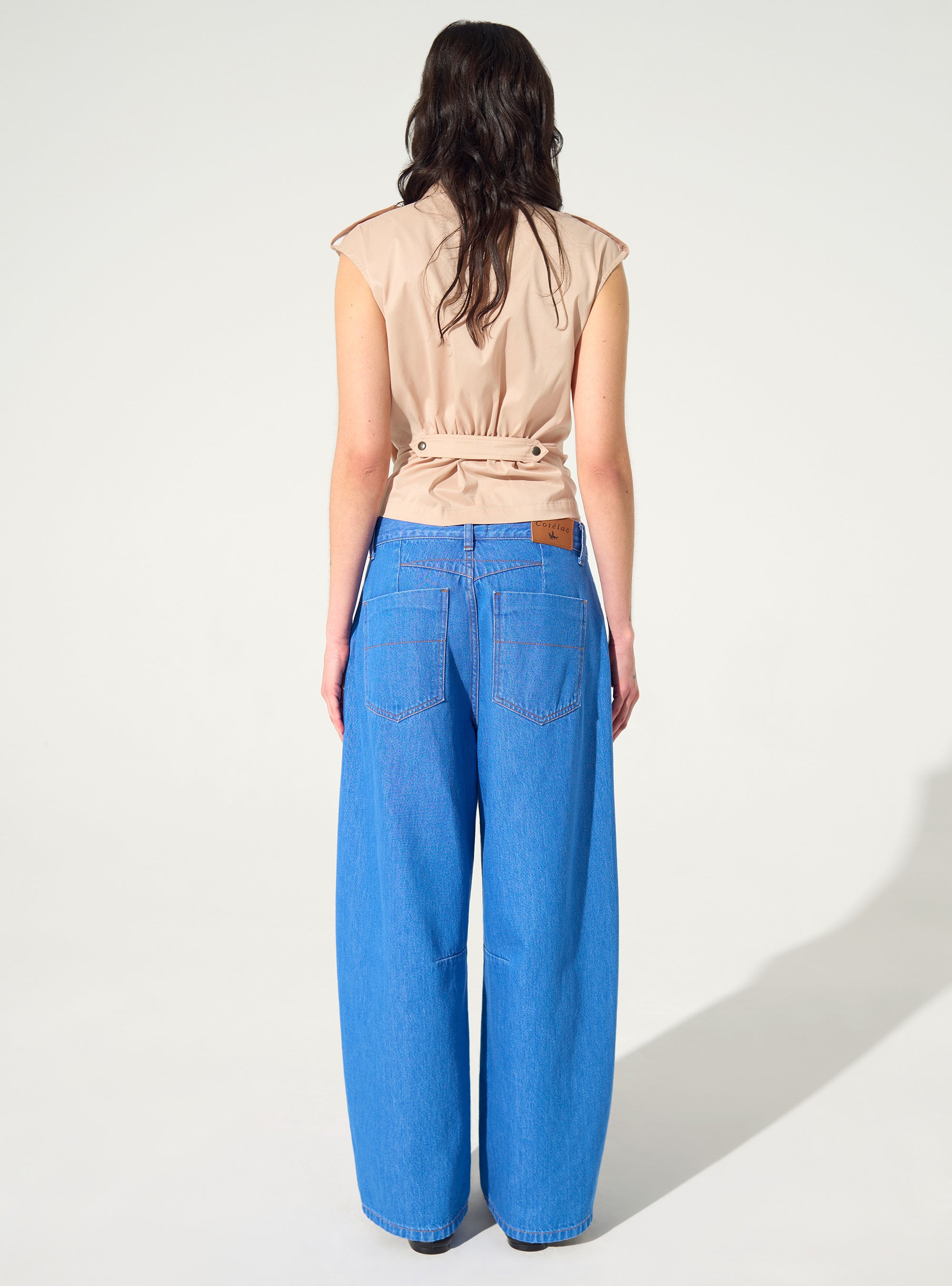 Blue Cotton Barrel Jeans