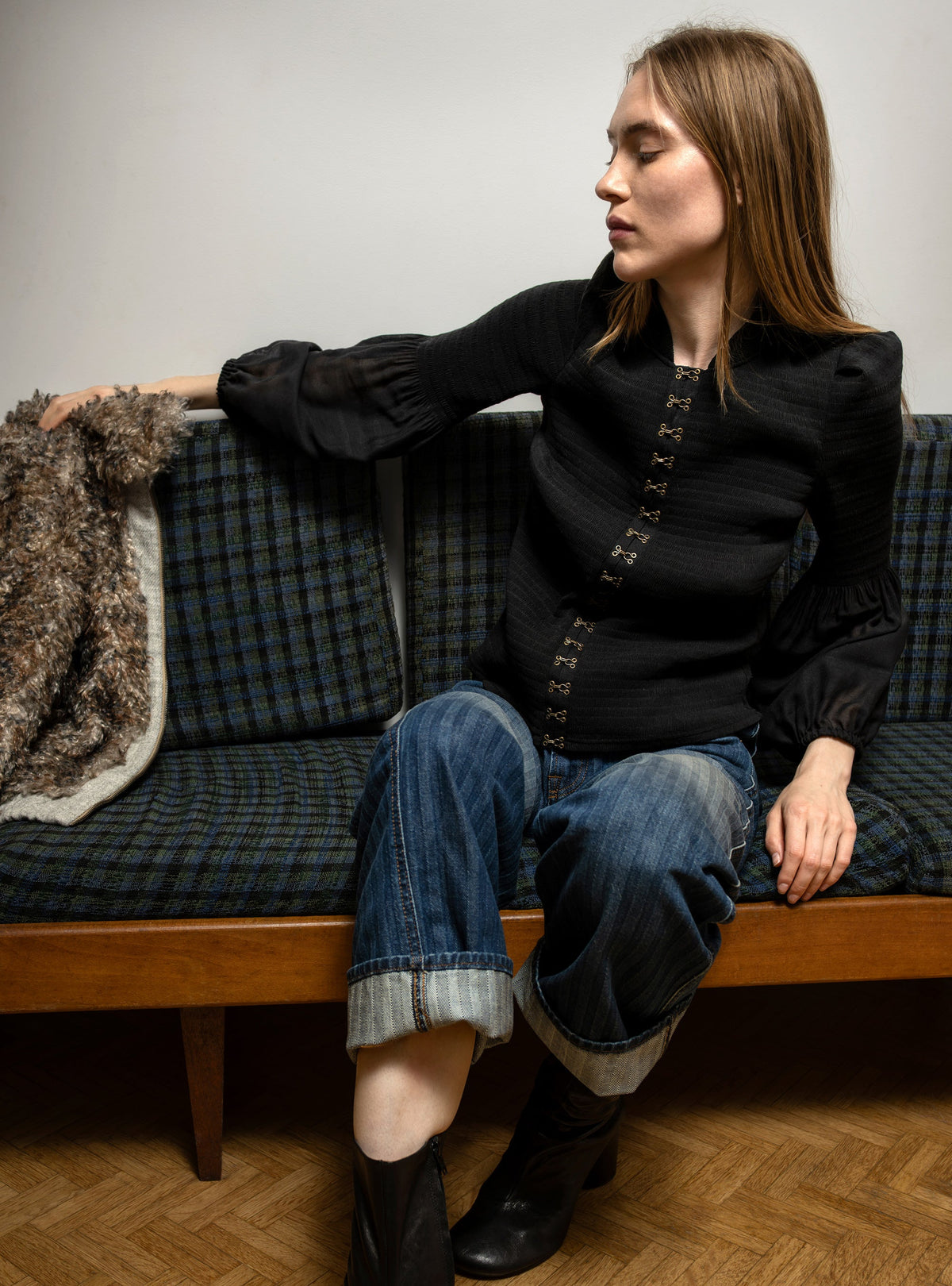 Chemise ajustée manches longues plissé Cotélac