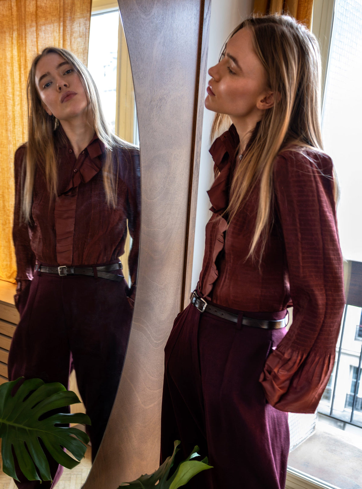 Chemise ajustée manches longues plissée Cotélac