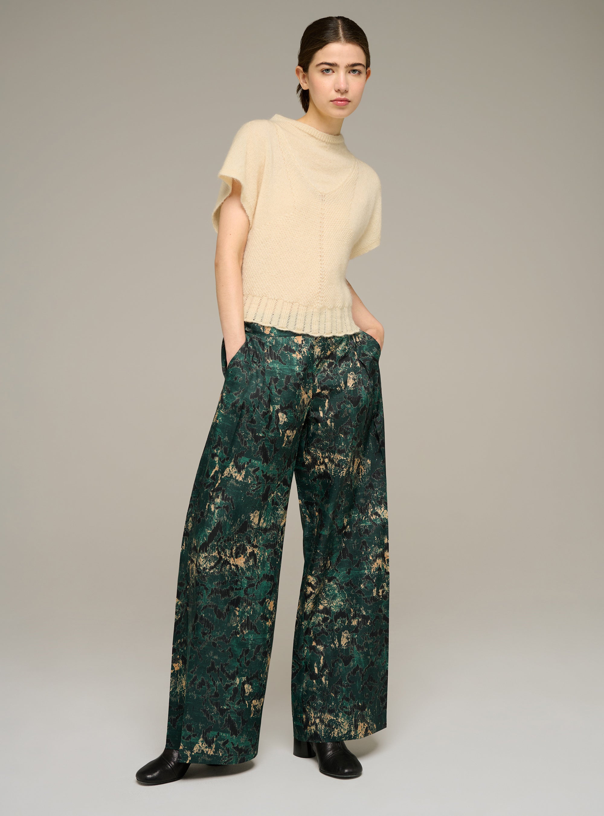 Pantalon large imprimée plissée Cotélac