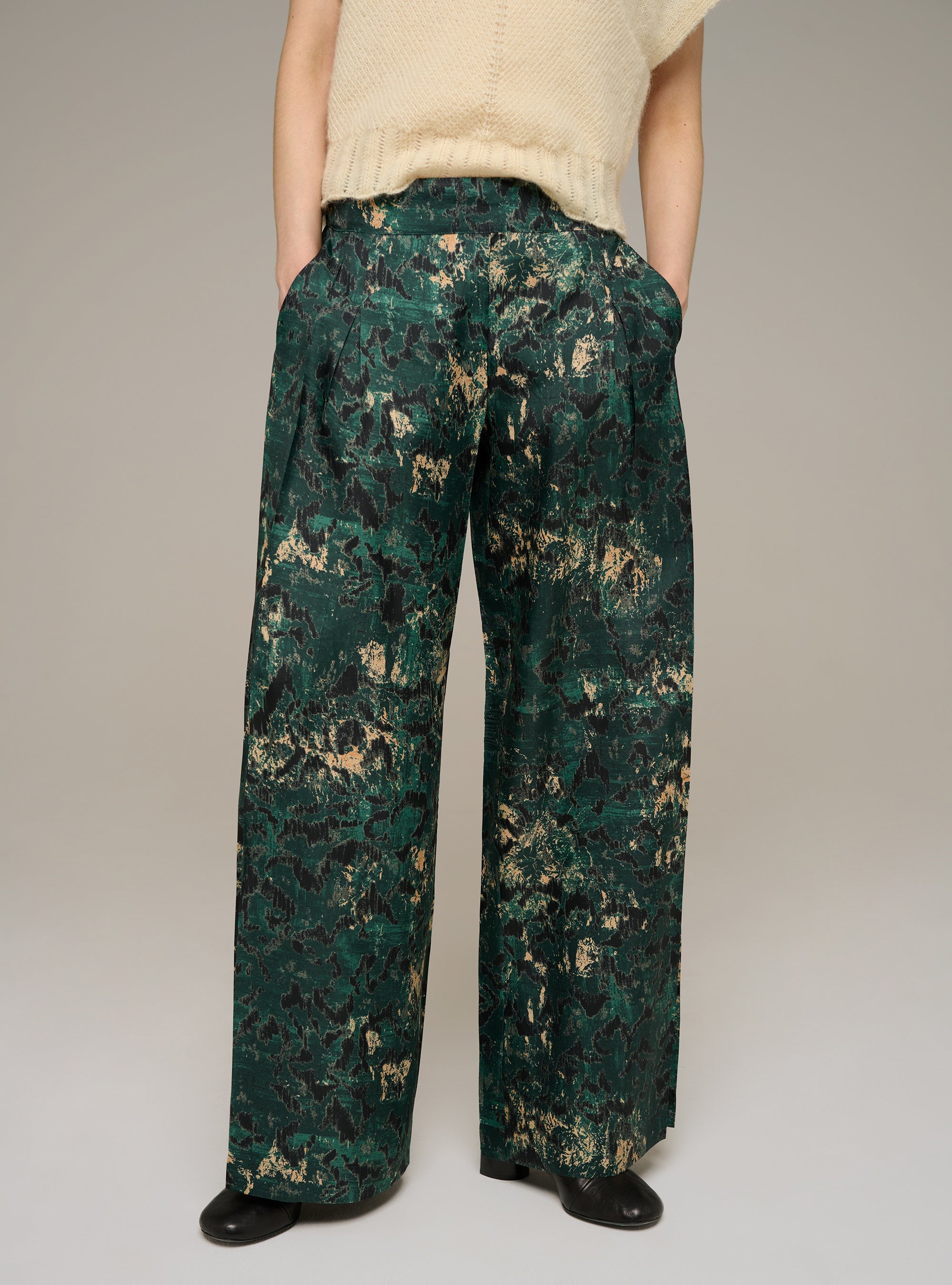 Pantalon large imprimée plissée Cotélac