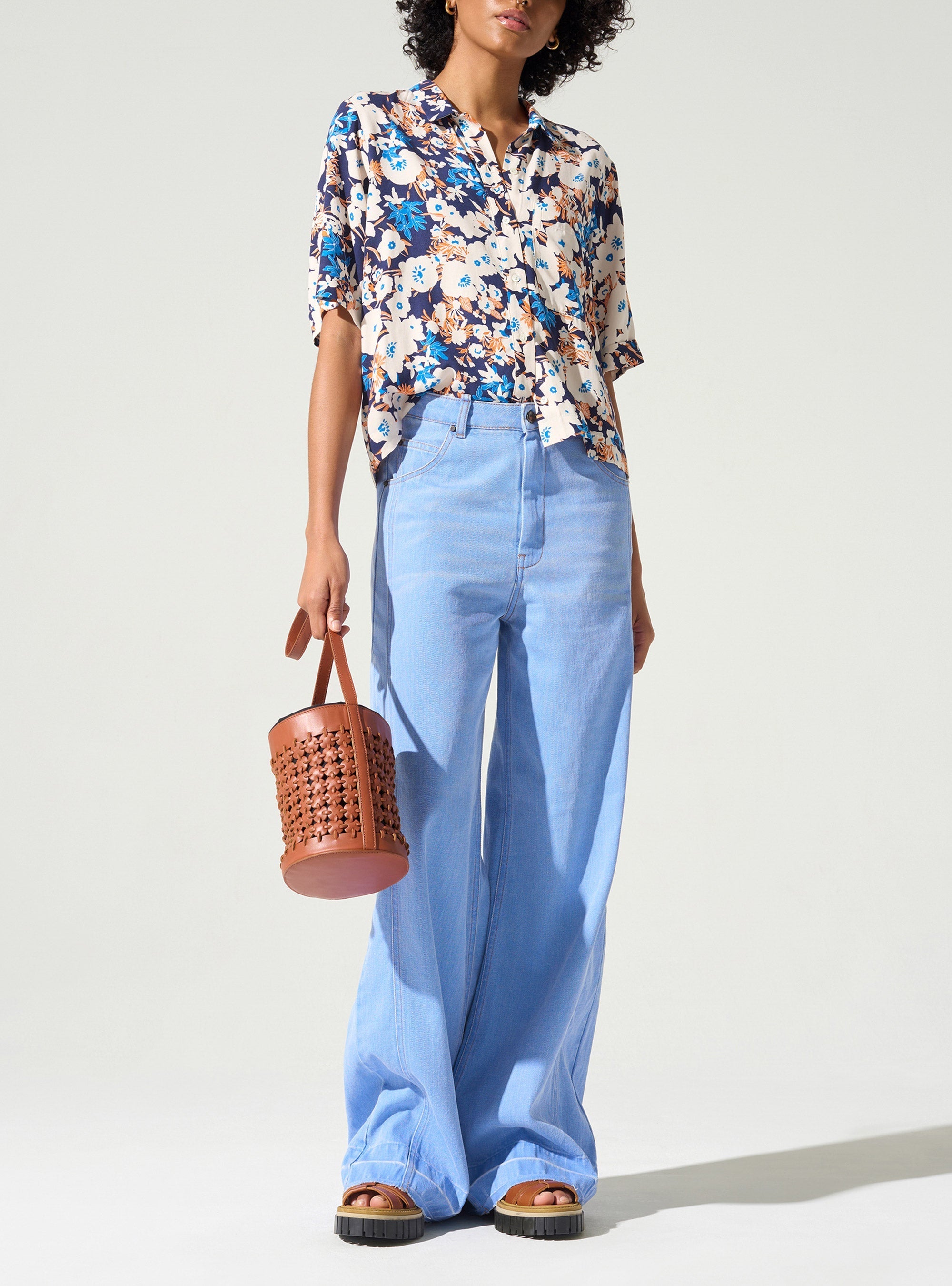 Chemise droite imprimée acoté 