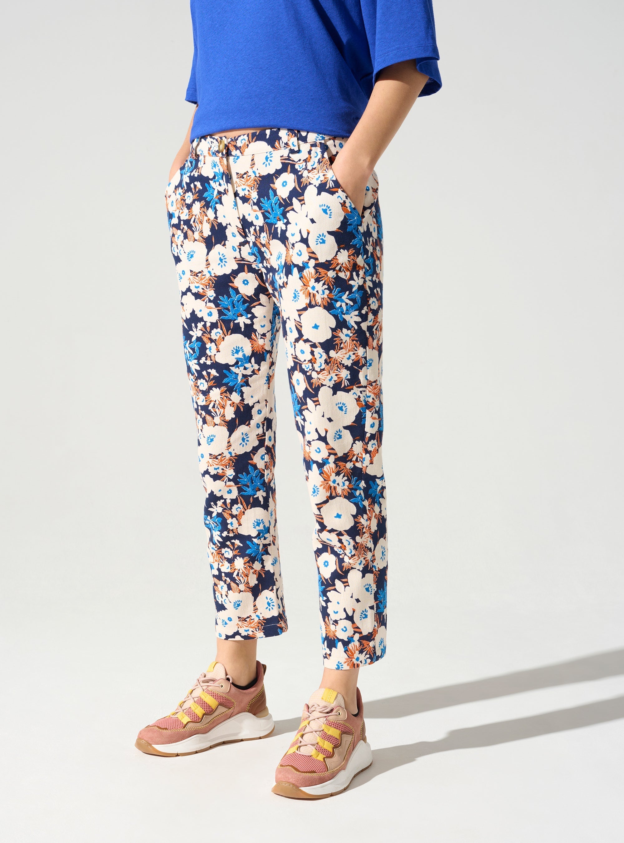 Pantalon droit imprimé acoté 