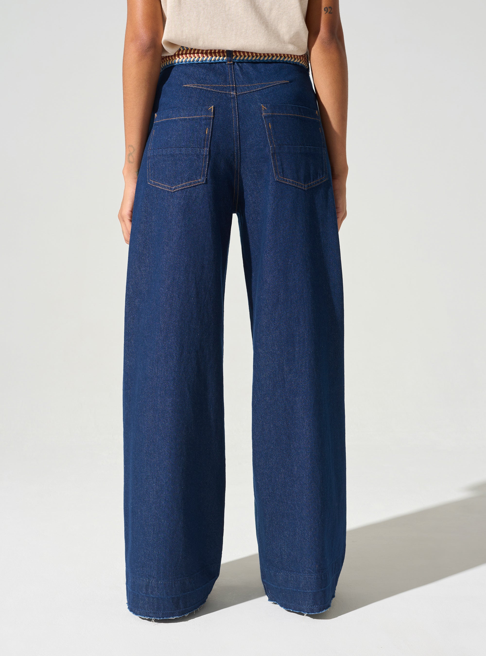 Jean large taille haute acoté 