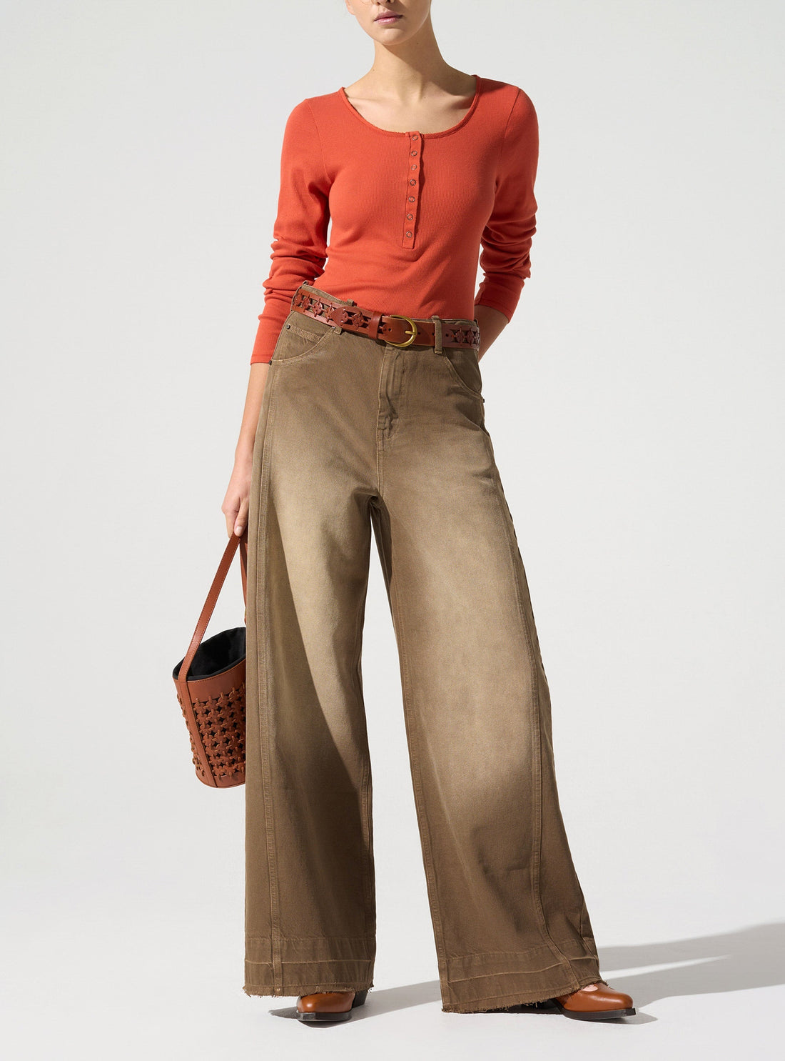 Jean large taille haute acoté 