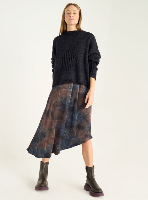 Locker sitzender Pullover aus Wolle und Baumwolle mit Rundhalsausschnitt
