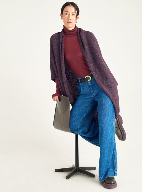 Cardigan sans manches en laine et coton