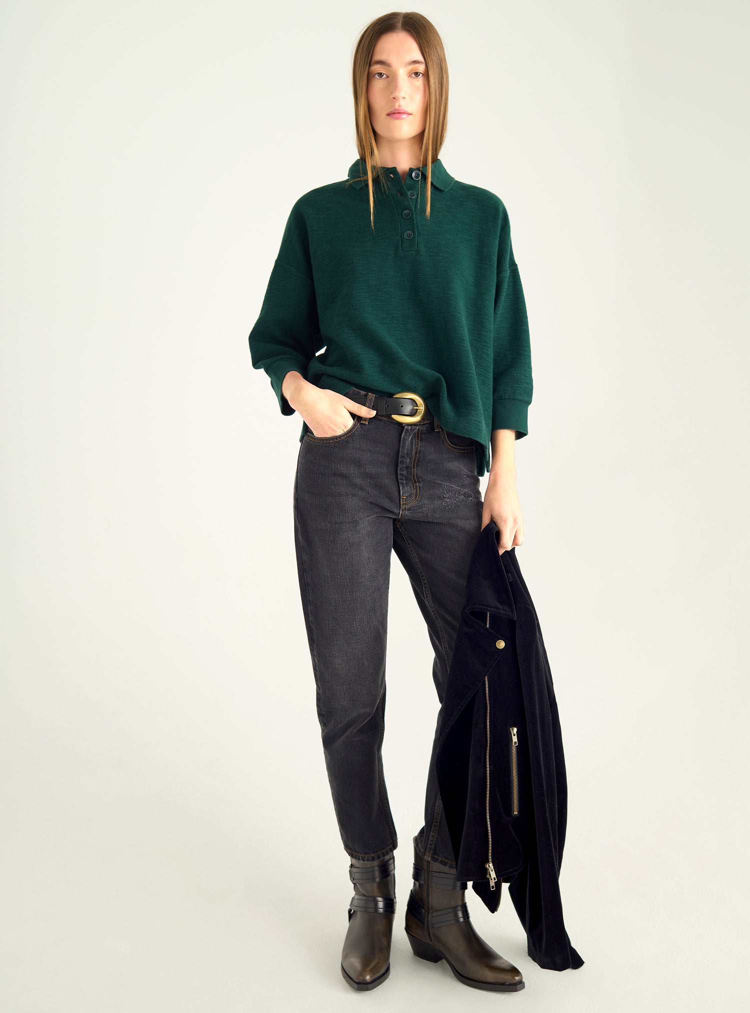 Oversized flame polo shirt