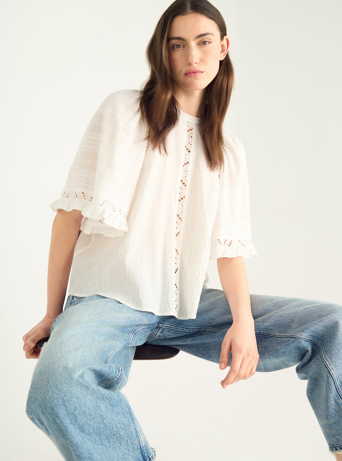 Blouse ample en coton ajouré