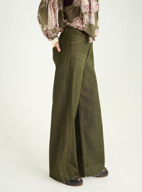 Jean large taille haute acoté 