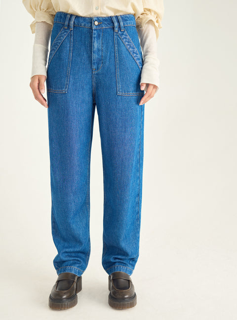 Mum-Fit-Jeans aus fließendem Denim