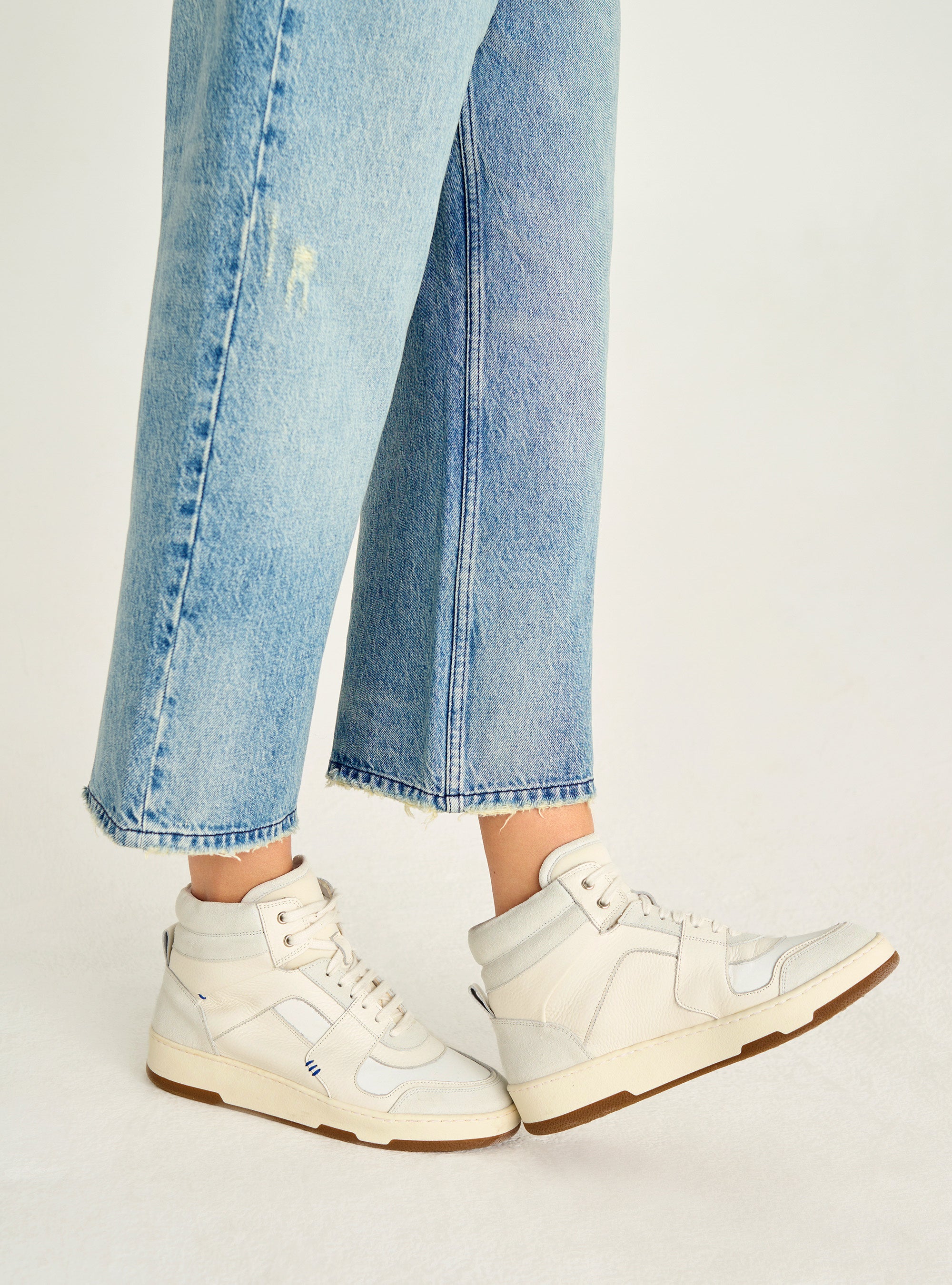 High-Top-Sneaker aus Leder und Neopren