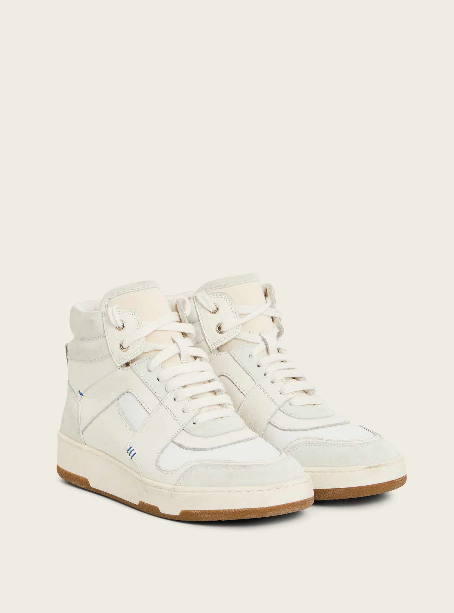 High-Top-Sneaker aus Leder und Neopren